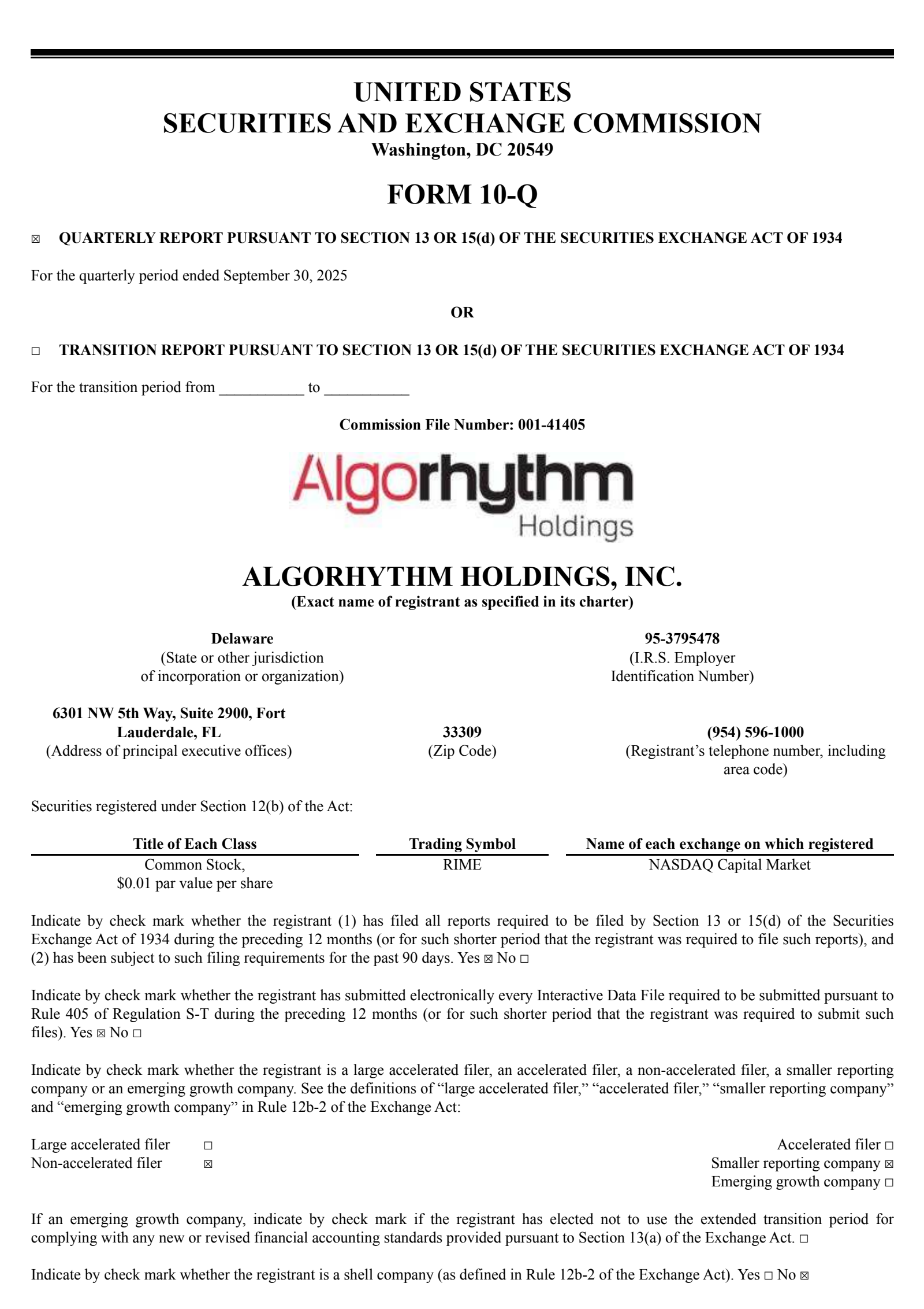 Algorhythm's Q3 2025 Quarterly Report