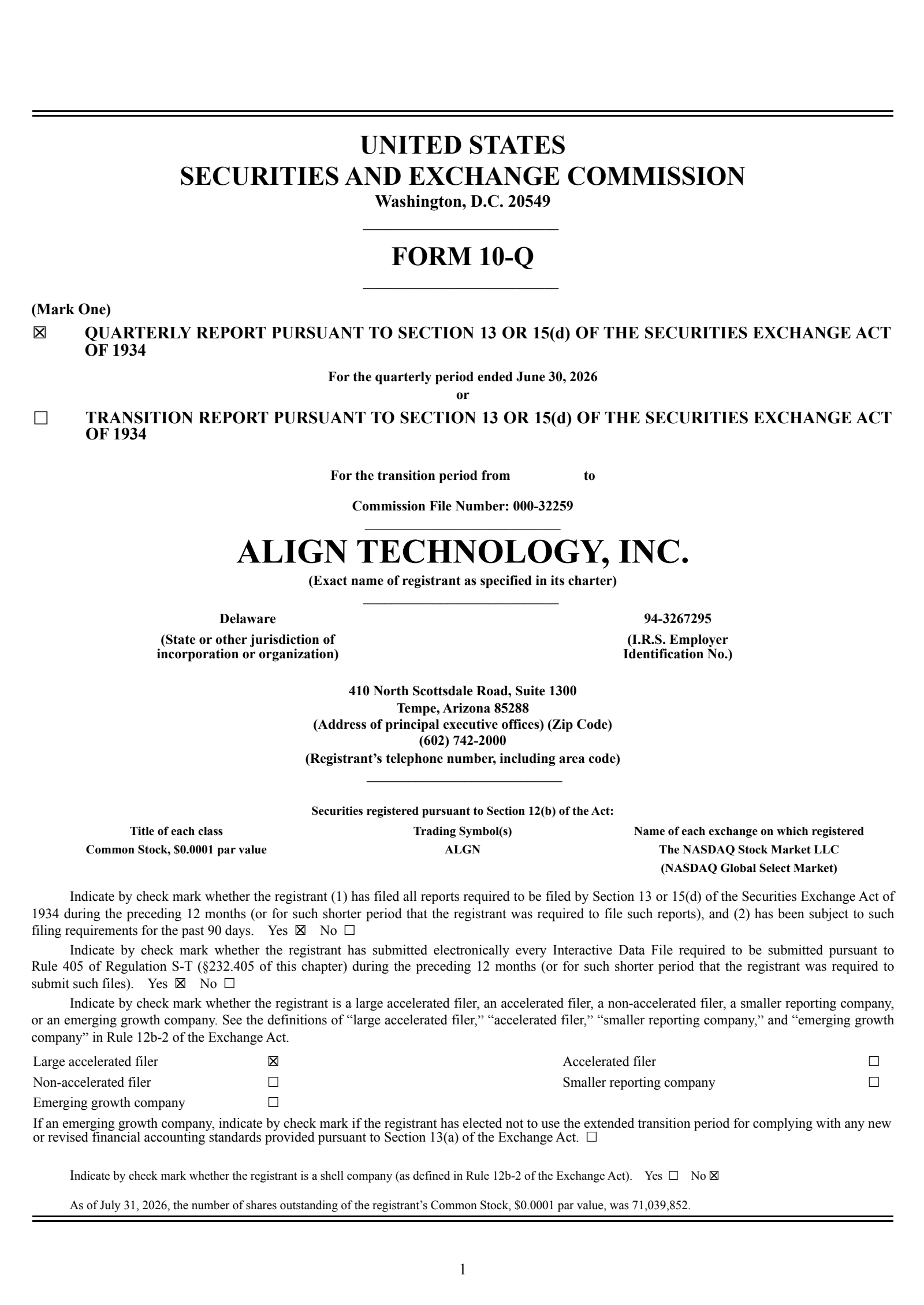 Align Technology's Q2 2026 Quarterly report
