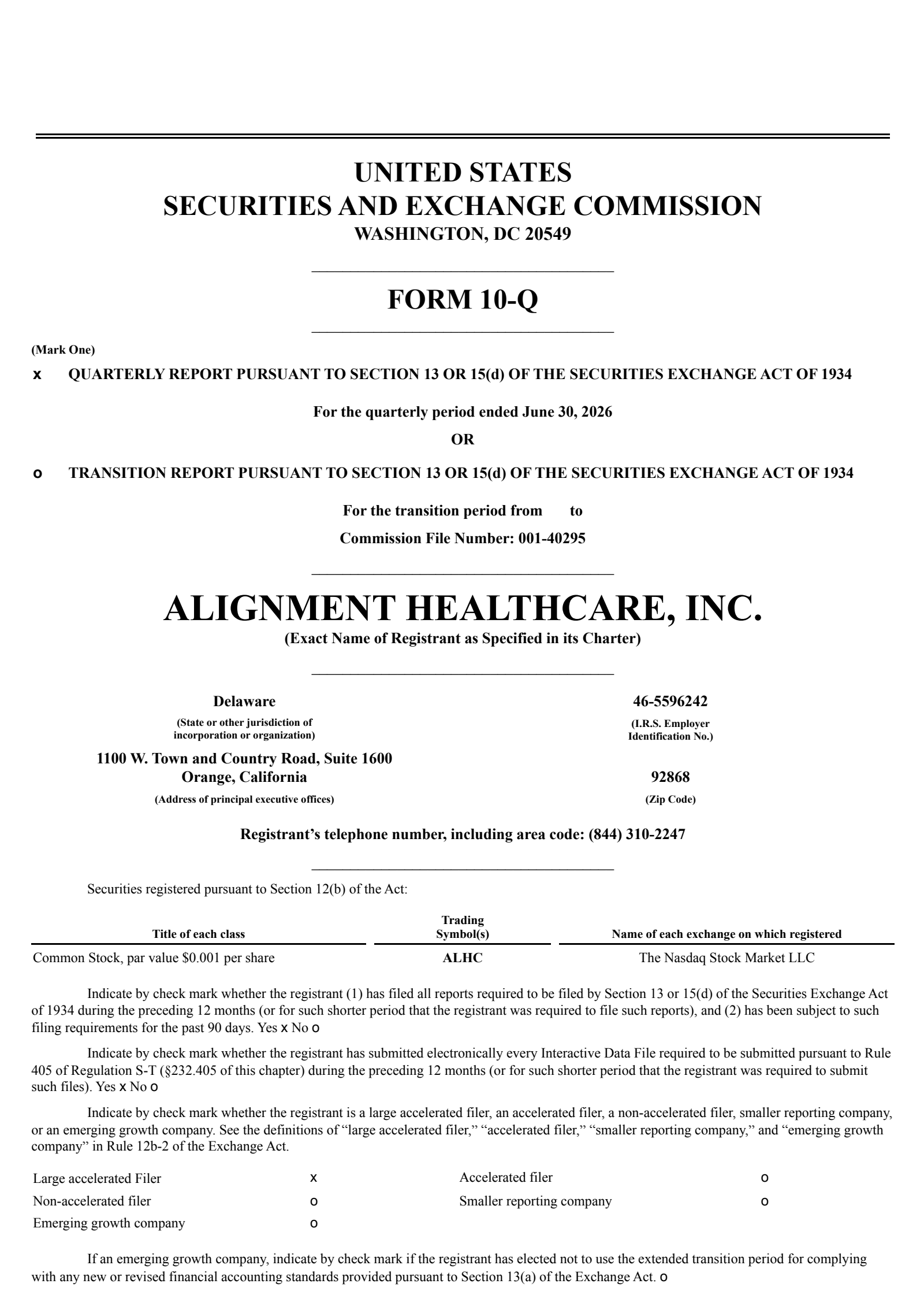 Alignment Healthcare's Q2 2026 Quarterly report