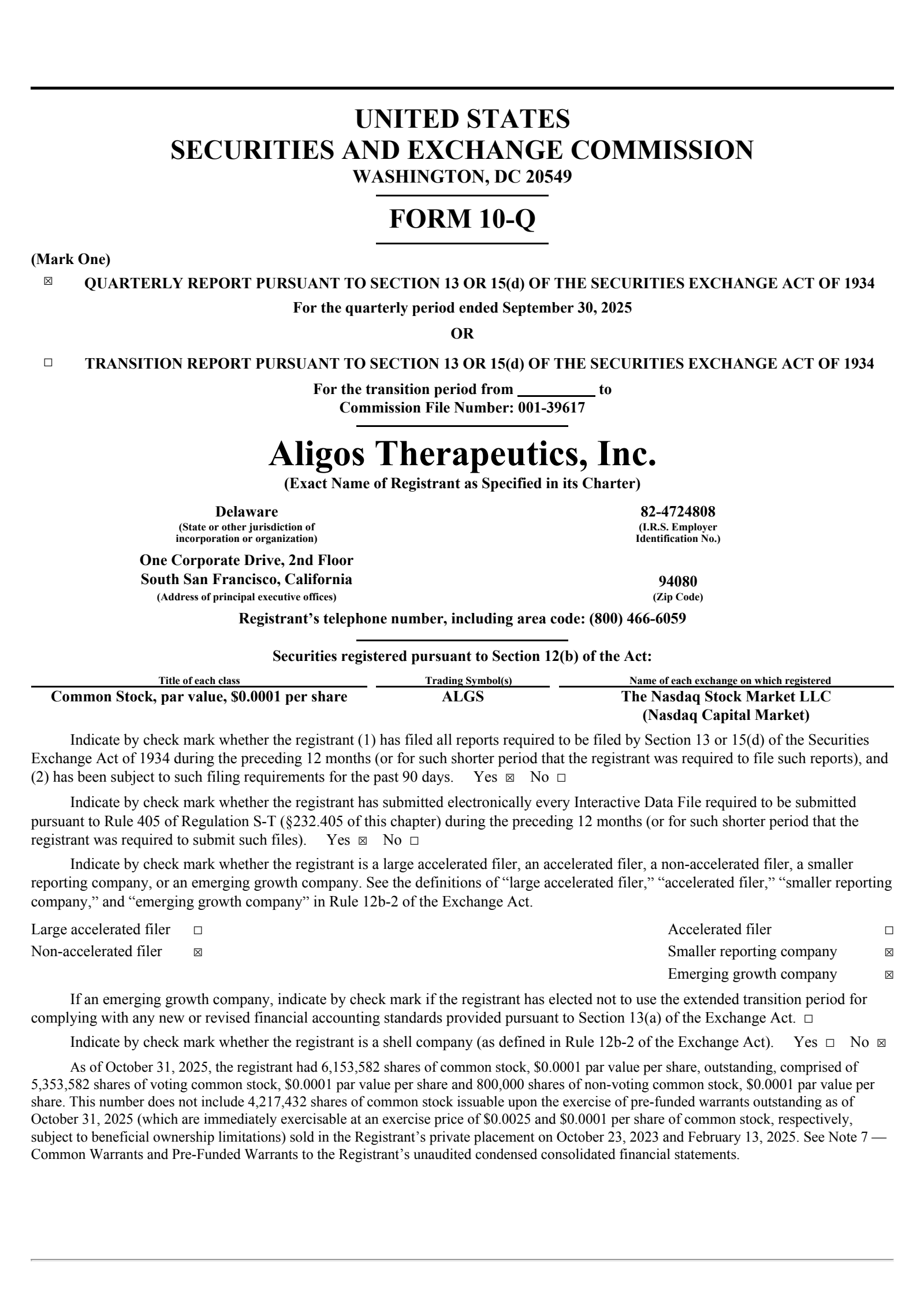 Aligos Therapeutics' Q3 2025 Quarterly Report