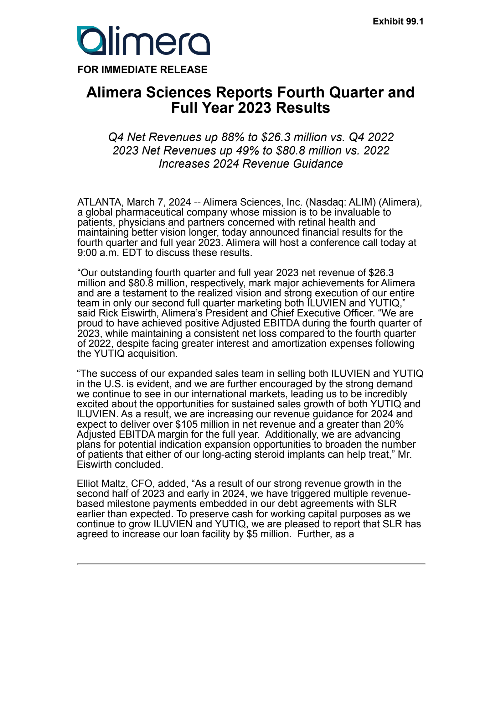 ALIM Q4 2023 Earnings Report on 3/7/2024