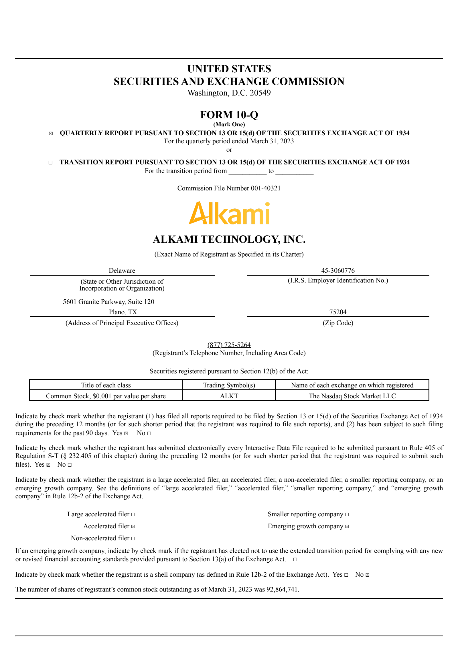 Alkami Technology's Q1 2023 Quarterly report
