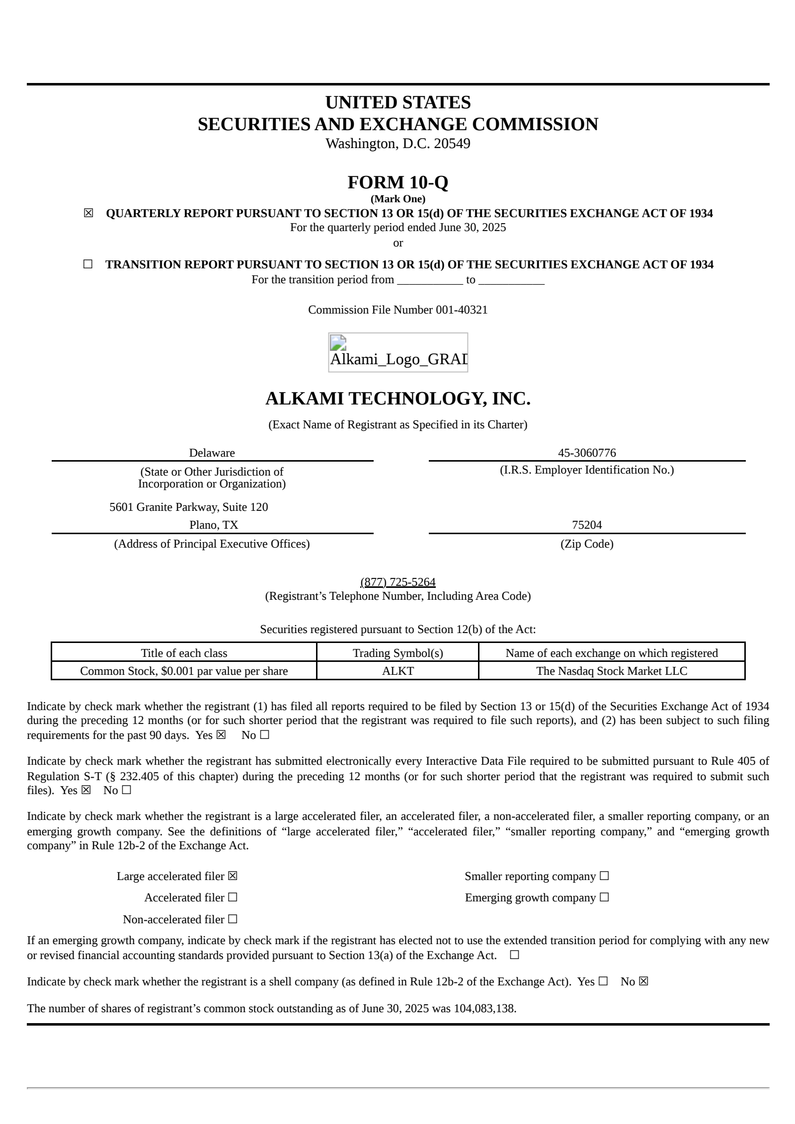 Alkami Technology's Q2 2025 Quarterly report