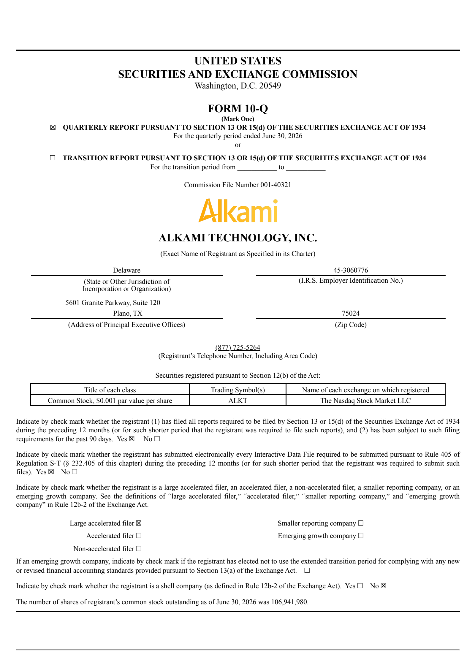 Alkami Technology's Q2 2026 Quarterly report