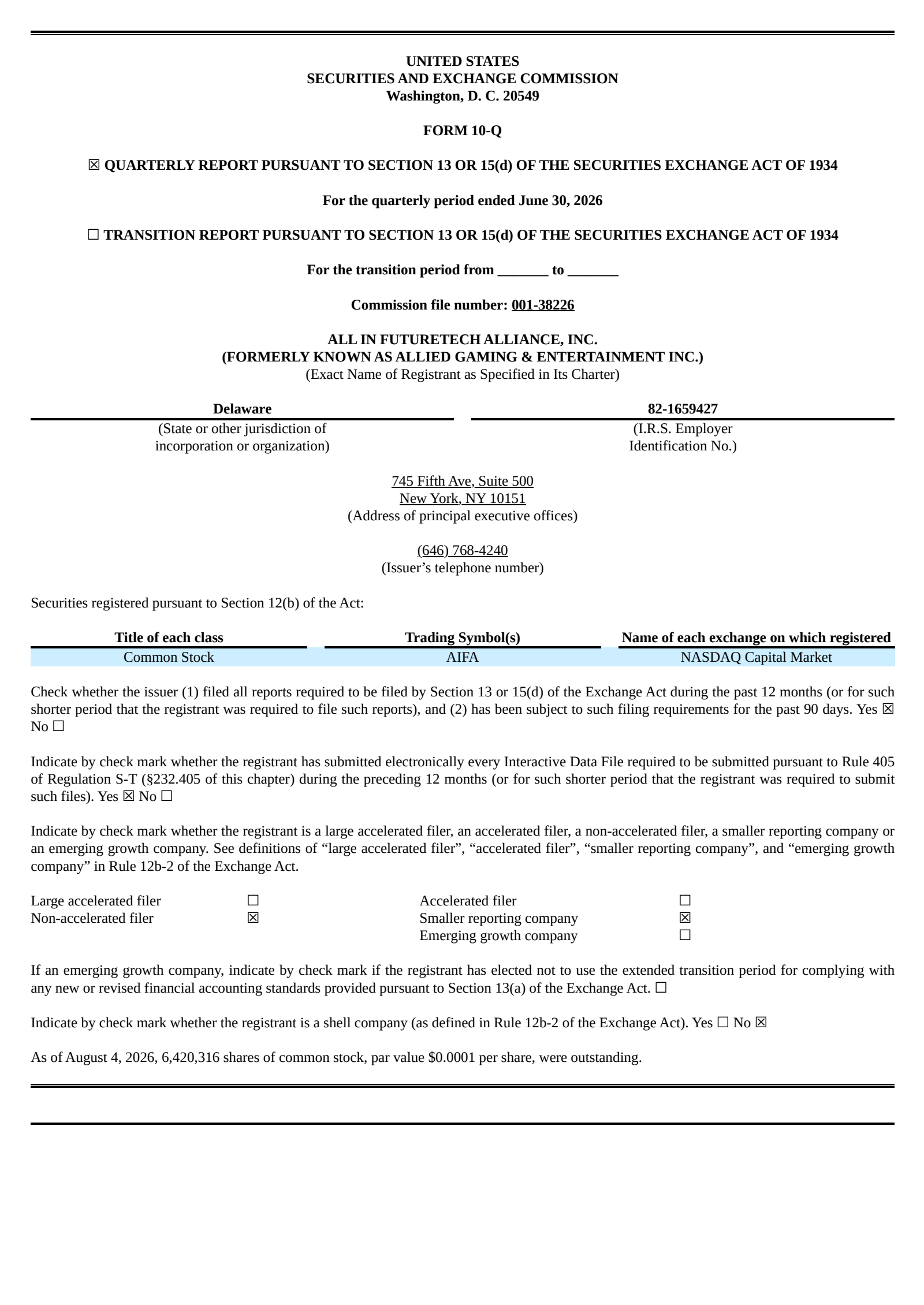 Allied Gaming & Entertainment's Q2 2026 Quarterly report
