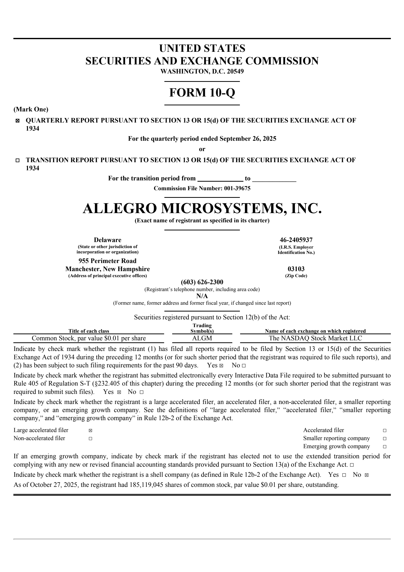 Allegro MicroSystems' Q2 2026 Quarterly Report