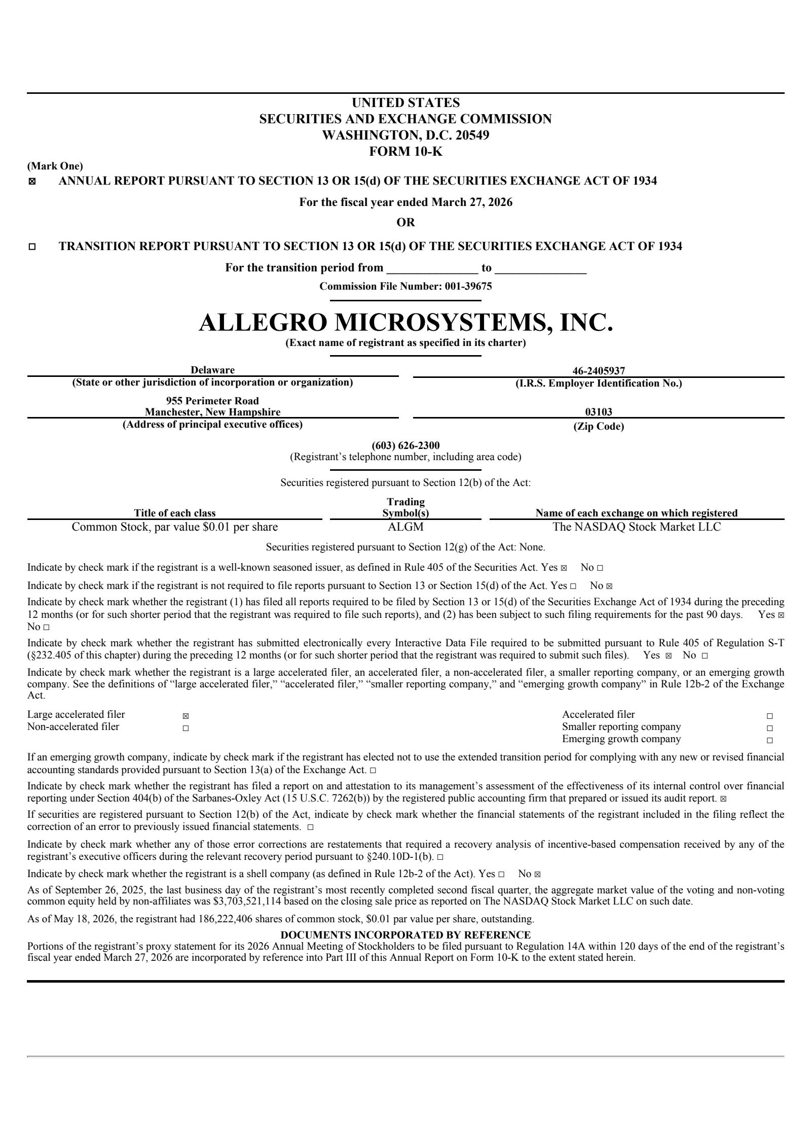 Allegro MicroSystems' Q4 2026 Annual report