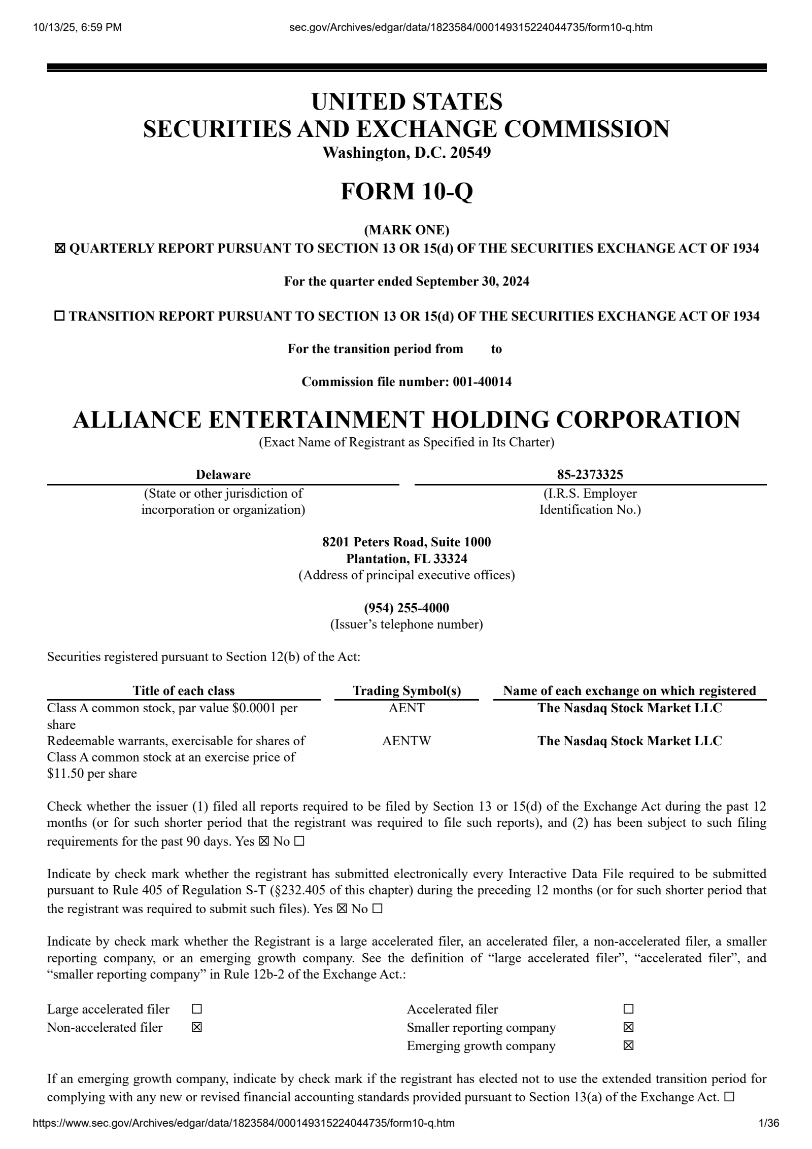 Alliance Entertainment's Q1 2025 Quarterly Report