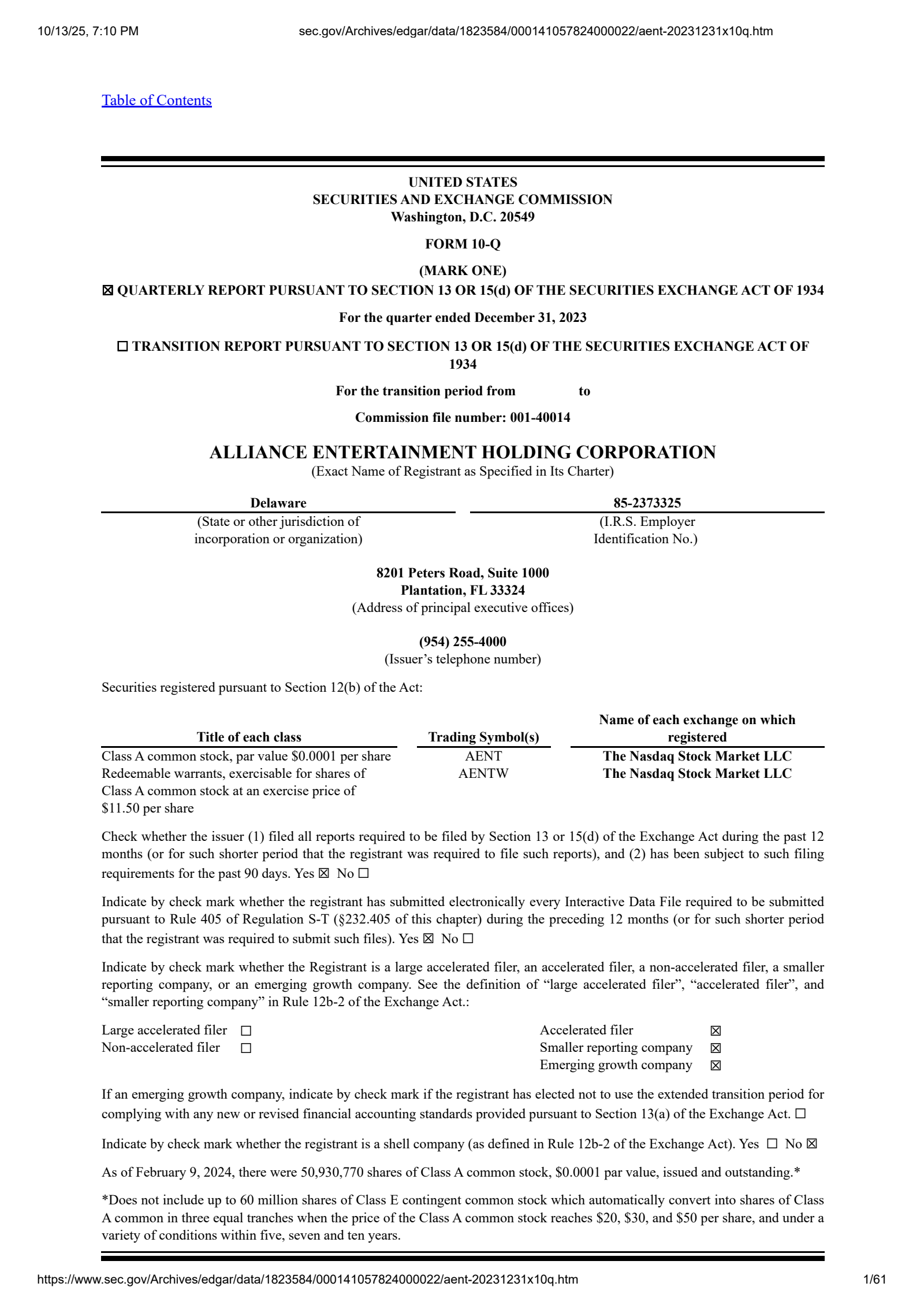 Alliance Entertainment's Q2 2024 Quarterly Report
