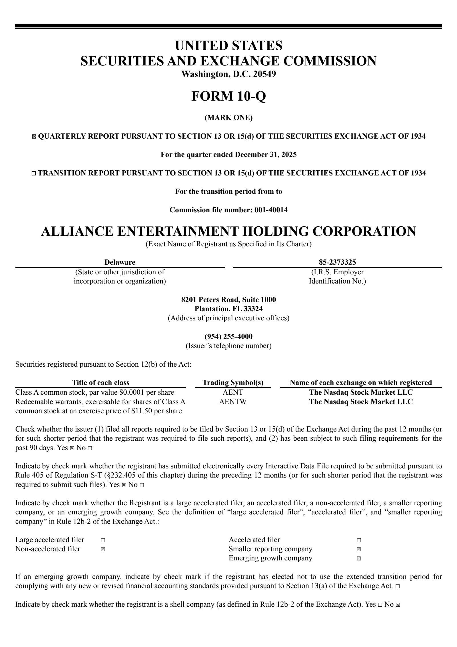Alliance Entertainment's Q2 2026 Quarterly report