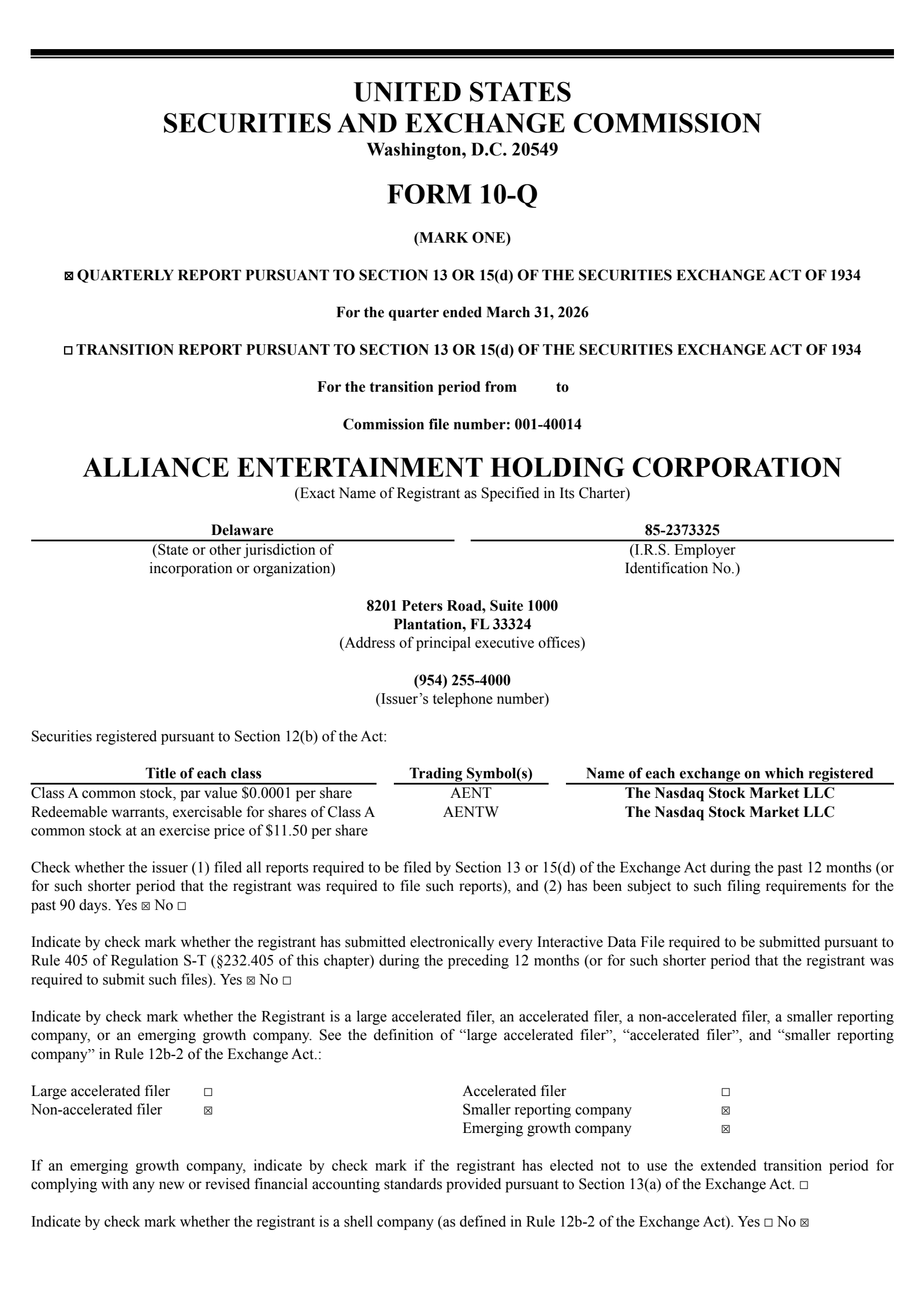 Alliance Entertainment's Q3 2026 Quarterly report