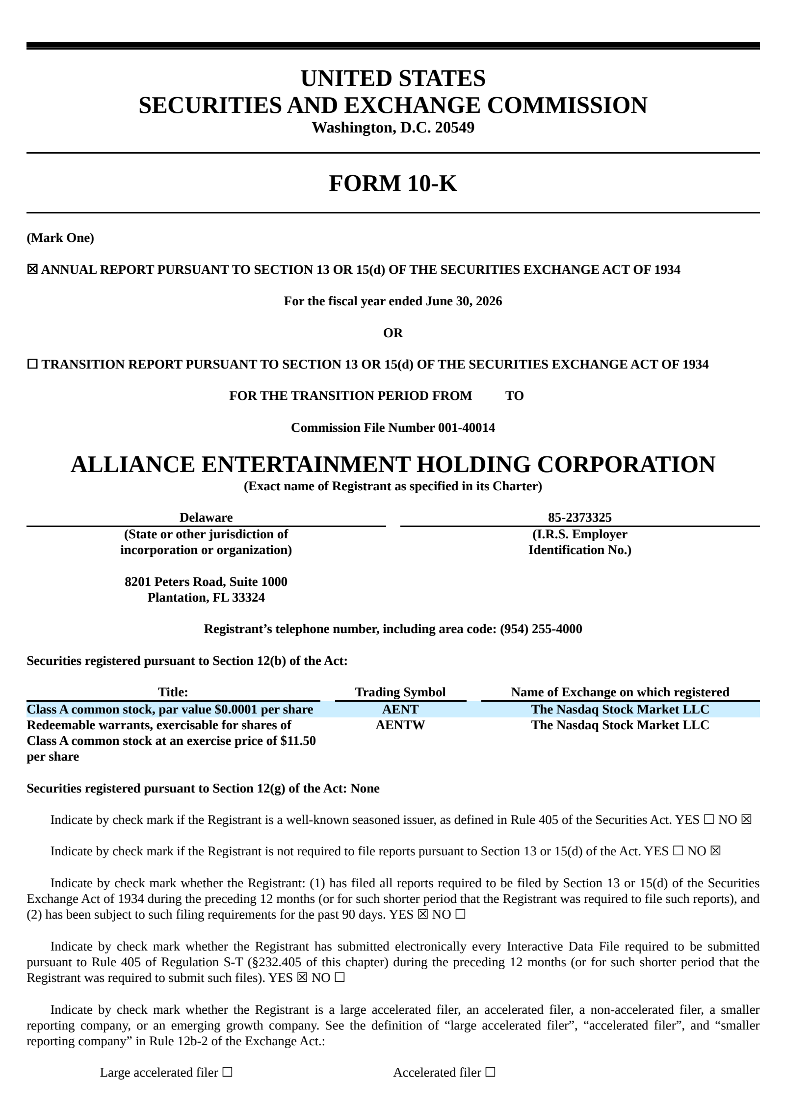 Alliance Entertainment's Q4 2026 Annual report