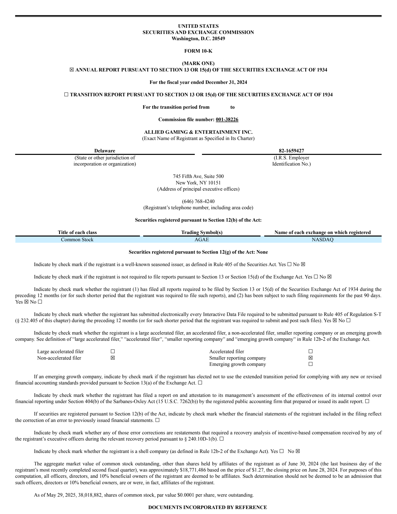 Allied Gaming & Entertainment's Q4 2024 Annual Report