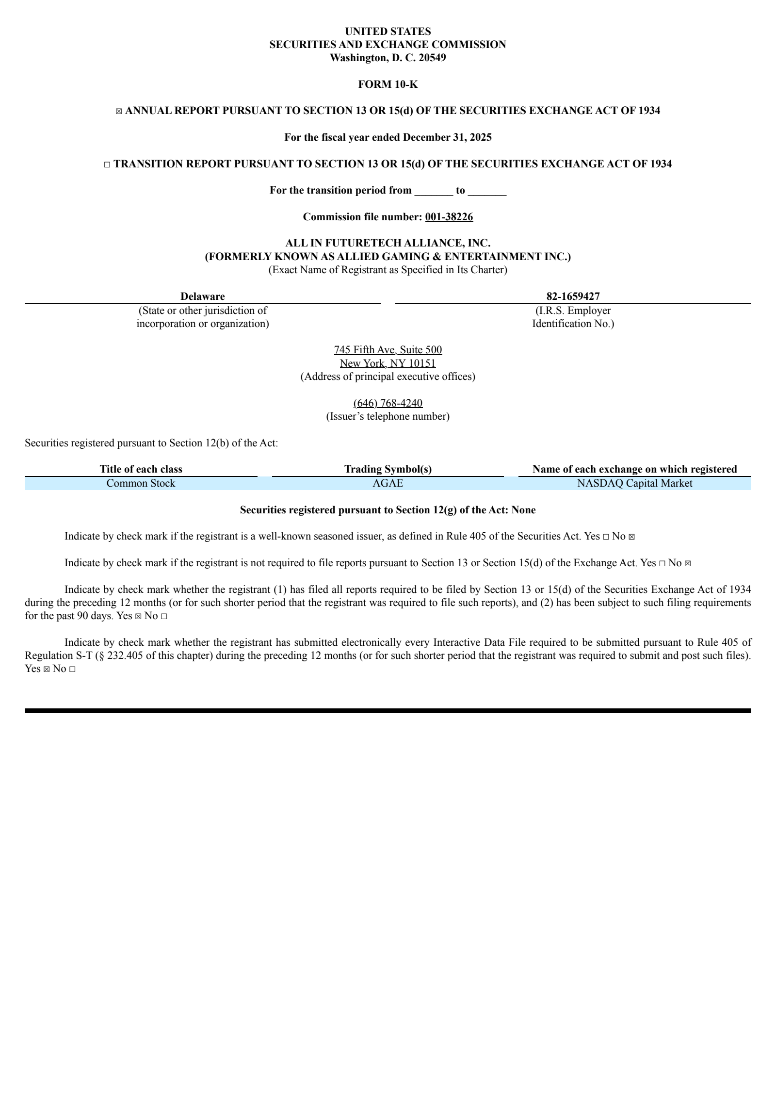 Allied Gaming & Entertainment's Q4 2025 Annual report