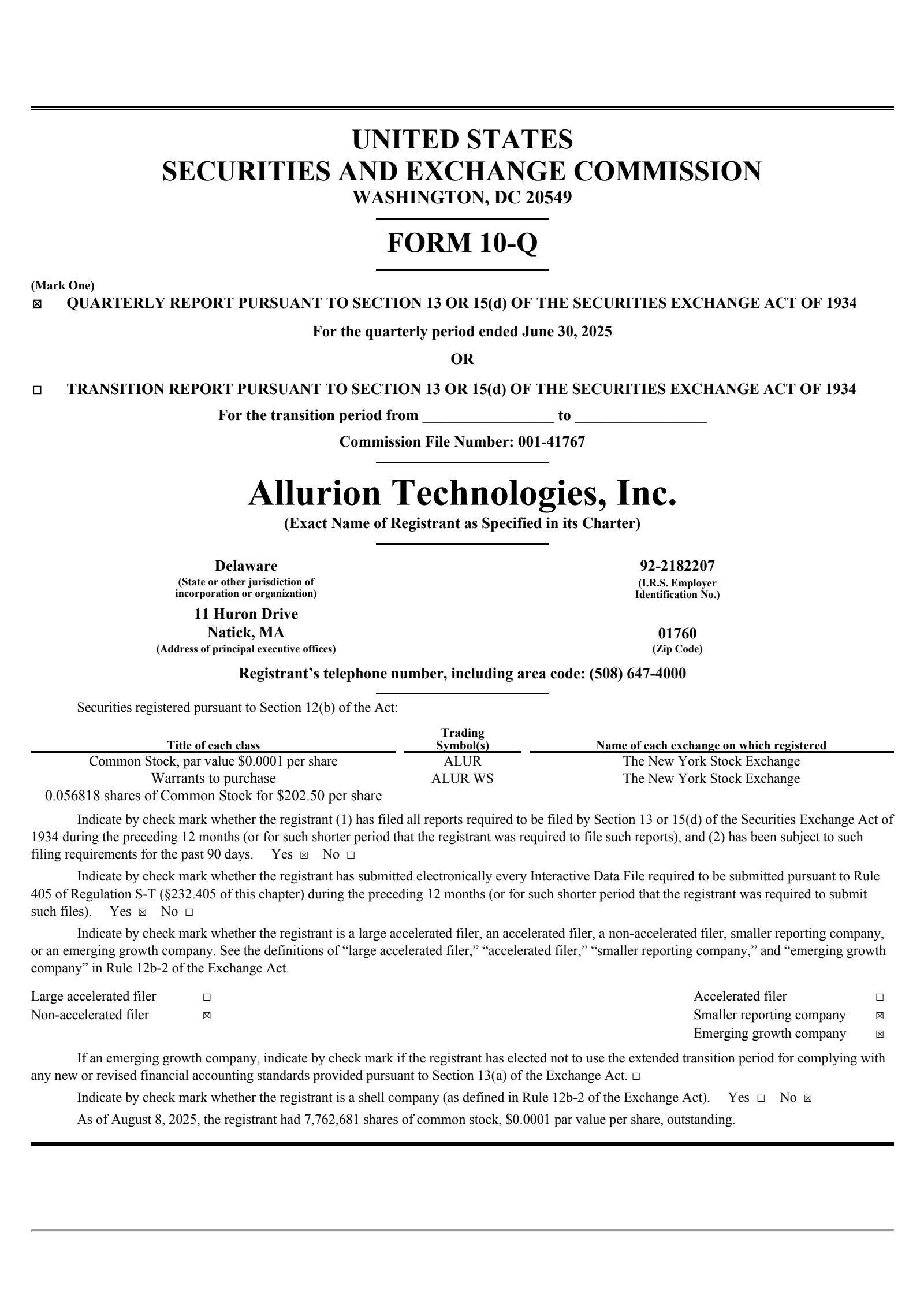 Allurion Technologies' Q2 2025 Quarterly report