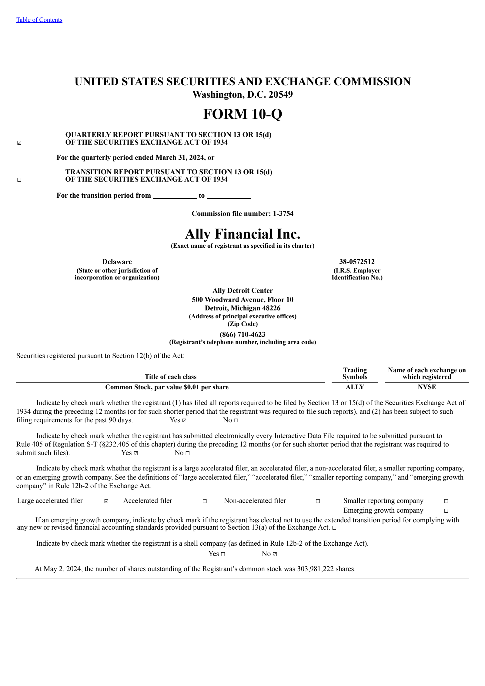 MFA Financial's Q1 2024 Quarterly report