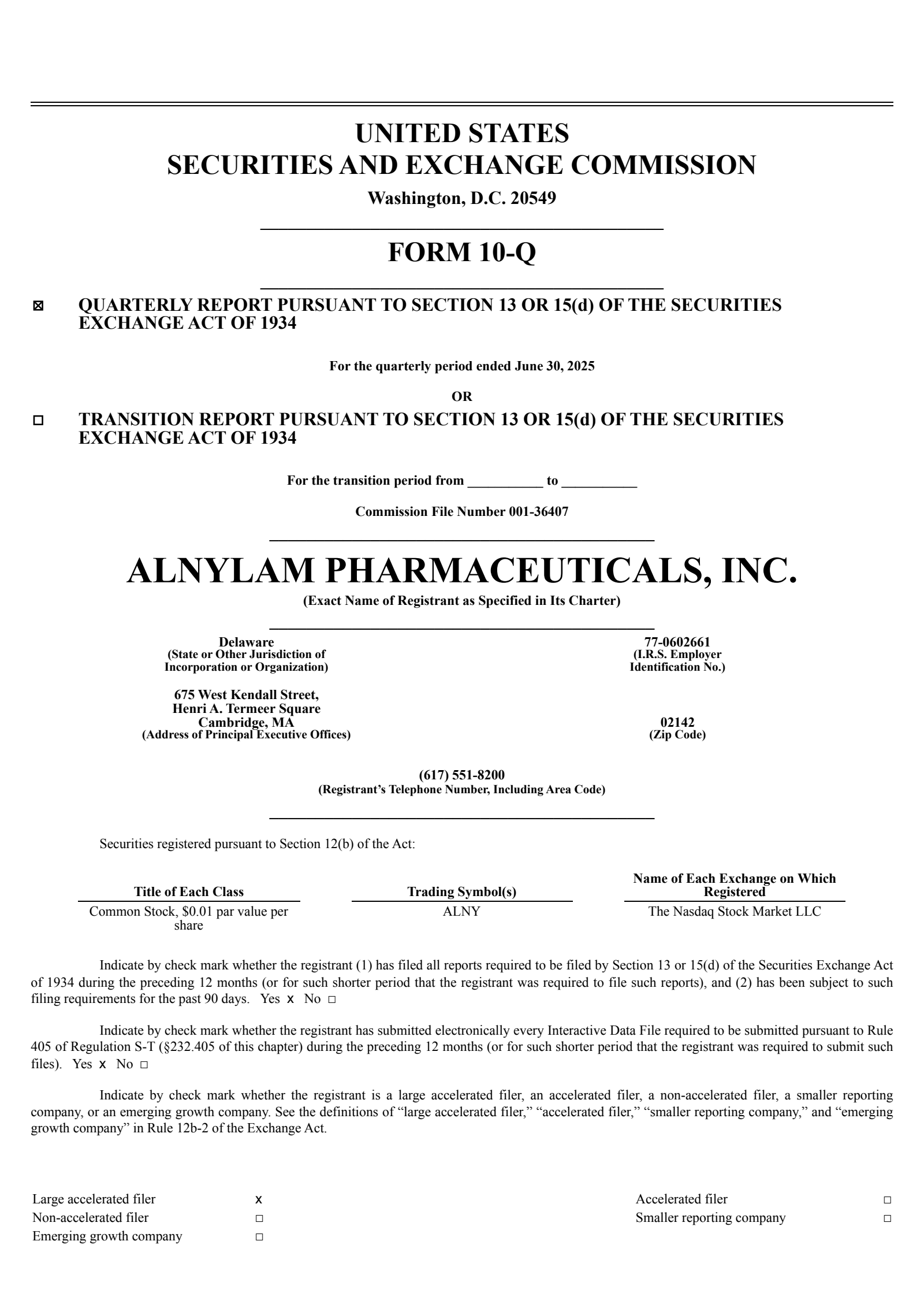 Alnylam Pharmaceuticals' Q2 2025 Quarterly report