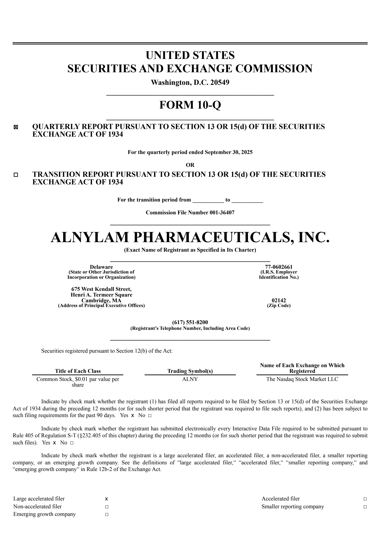 Alnylam Pharmaceuticals' Q3 2025 Quarterly Report