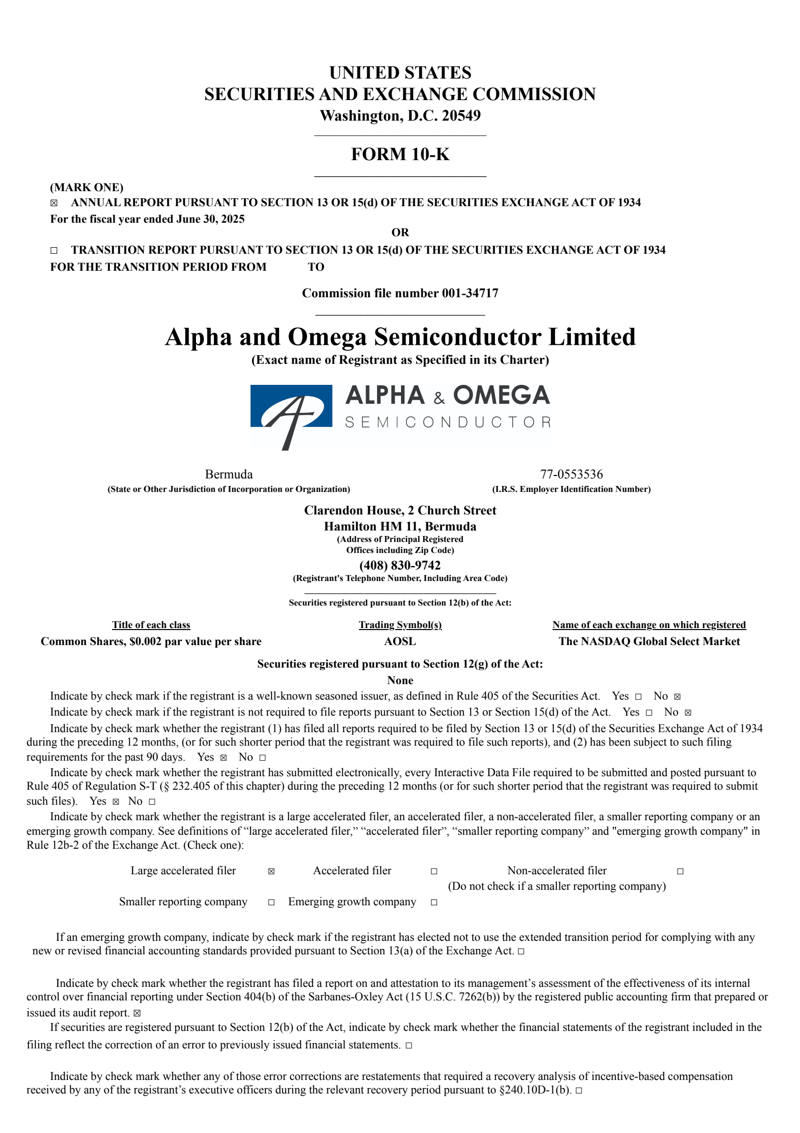 Alpha and Omega Semiconductor's Q4 2025 Annual report