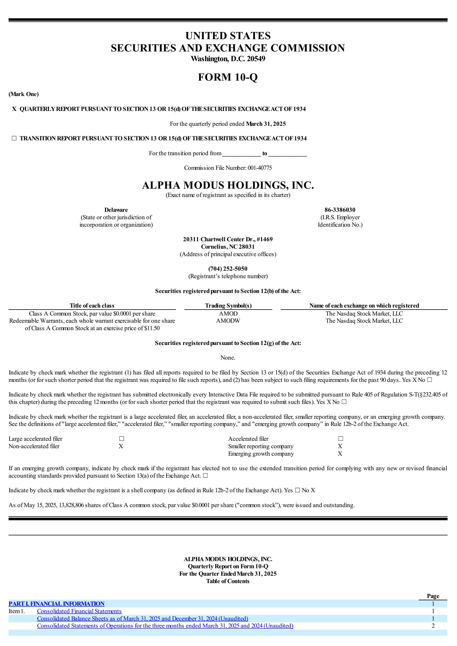 Alpha Modus' Q1 2025 Quarterly report