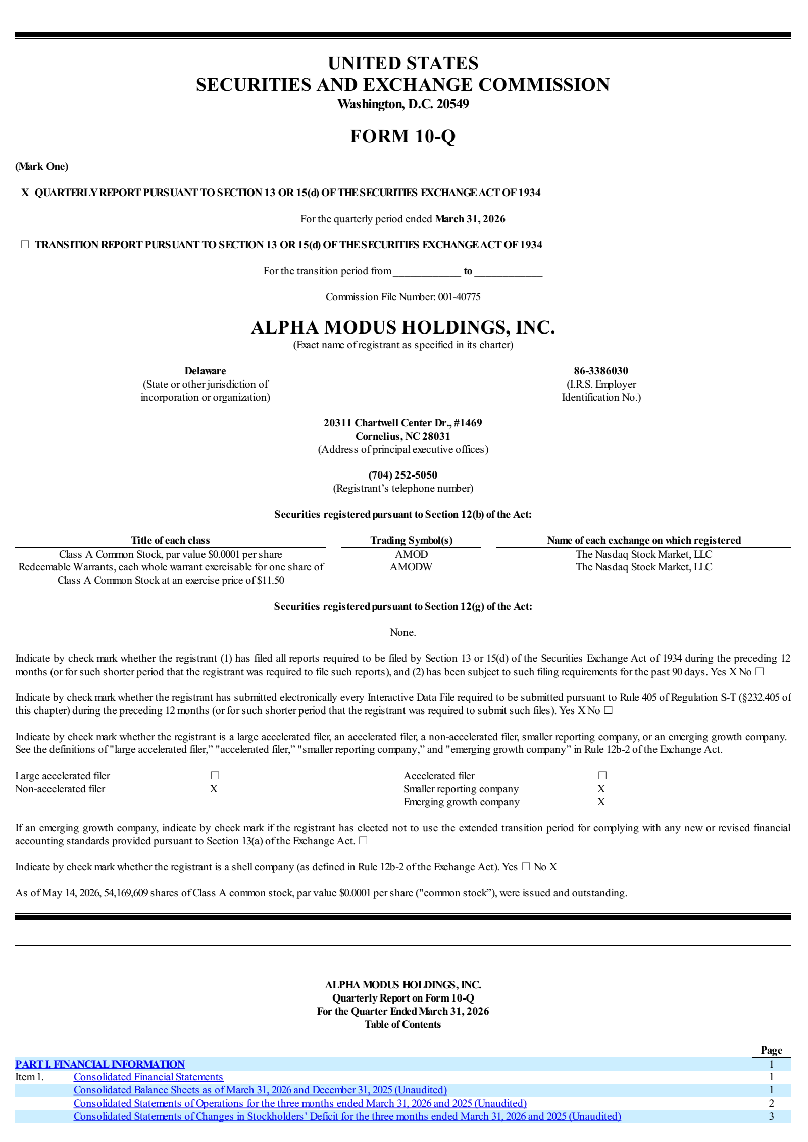 Alpha Modus' Q1 2026 Quarterly report