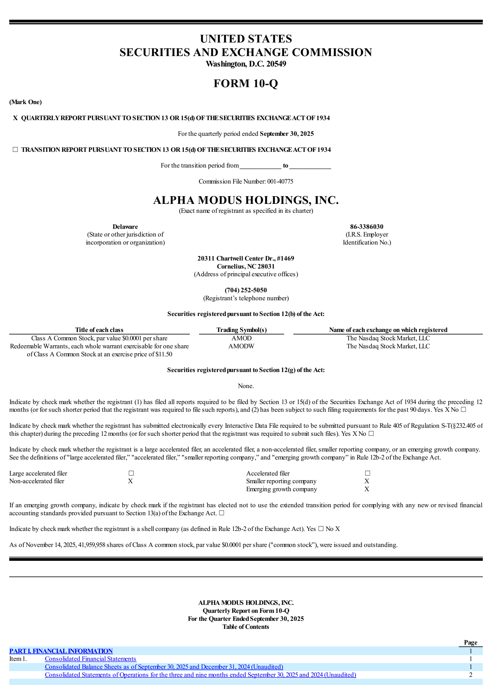 Alpha Modus' Q3 2025 Quarterly report