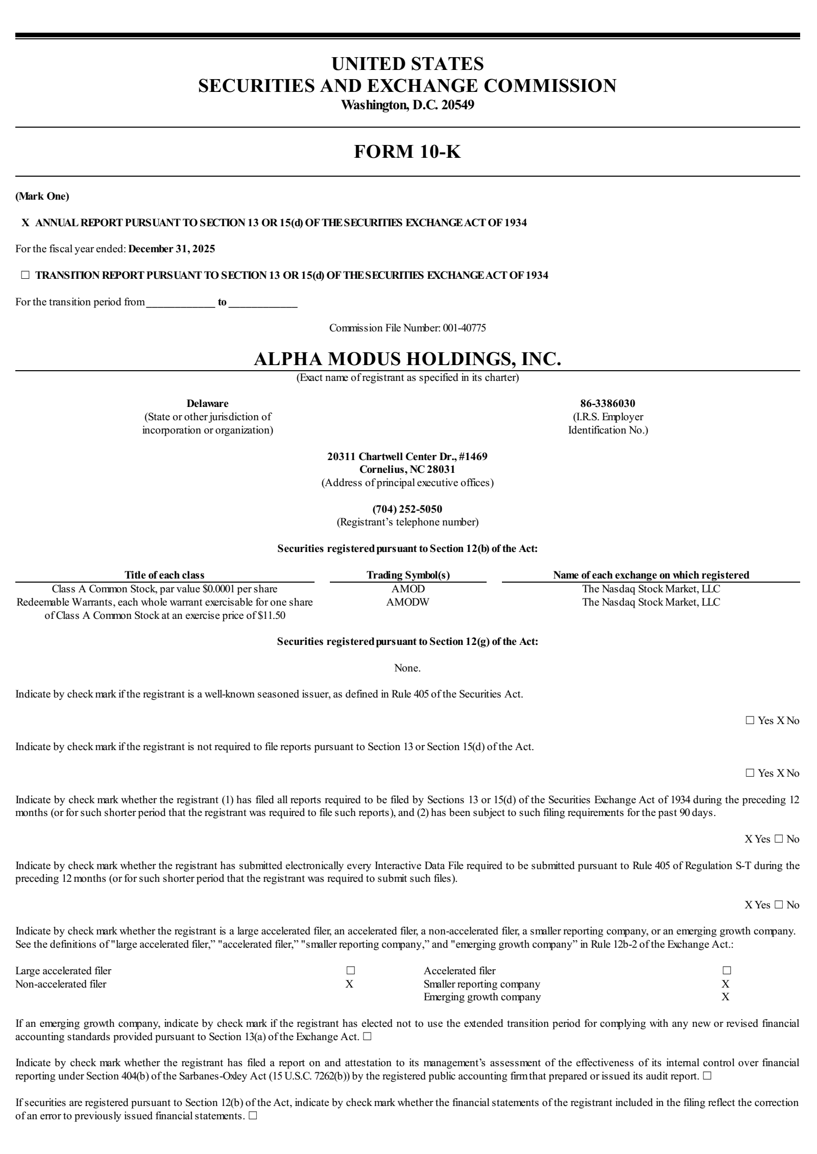 Alpha Modus' Q4 2025 Annual report