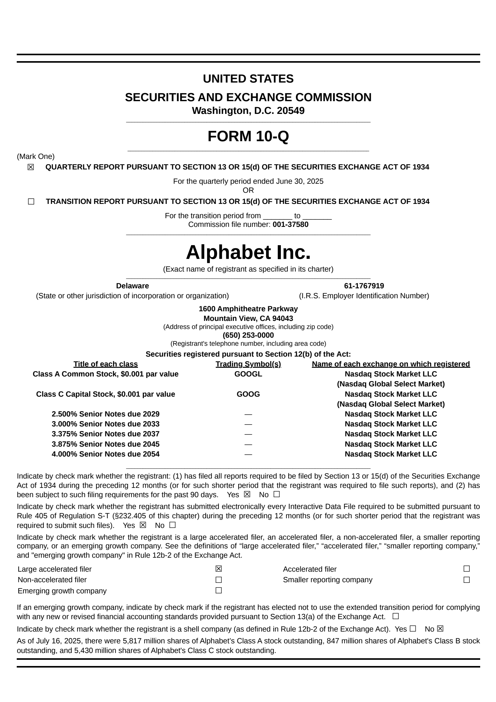 Alphabet's Q2 2025 Quarterly report