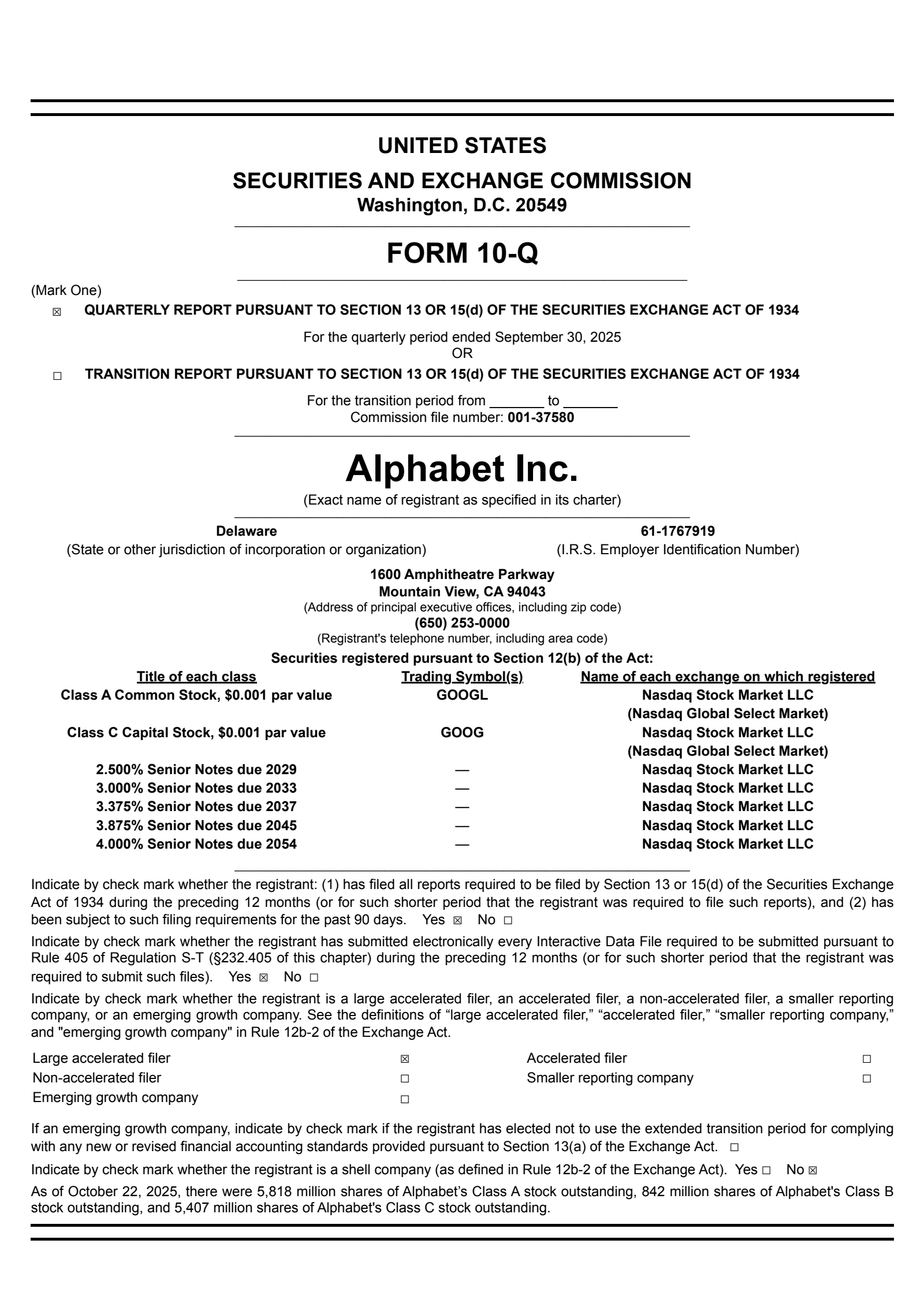 Alphabet's Q3 2025 Quarterly Report