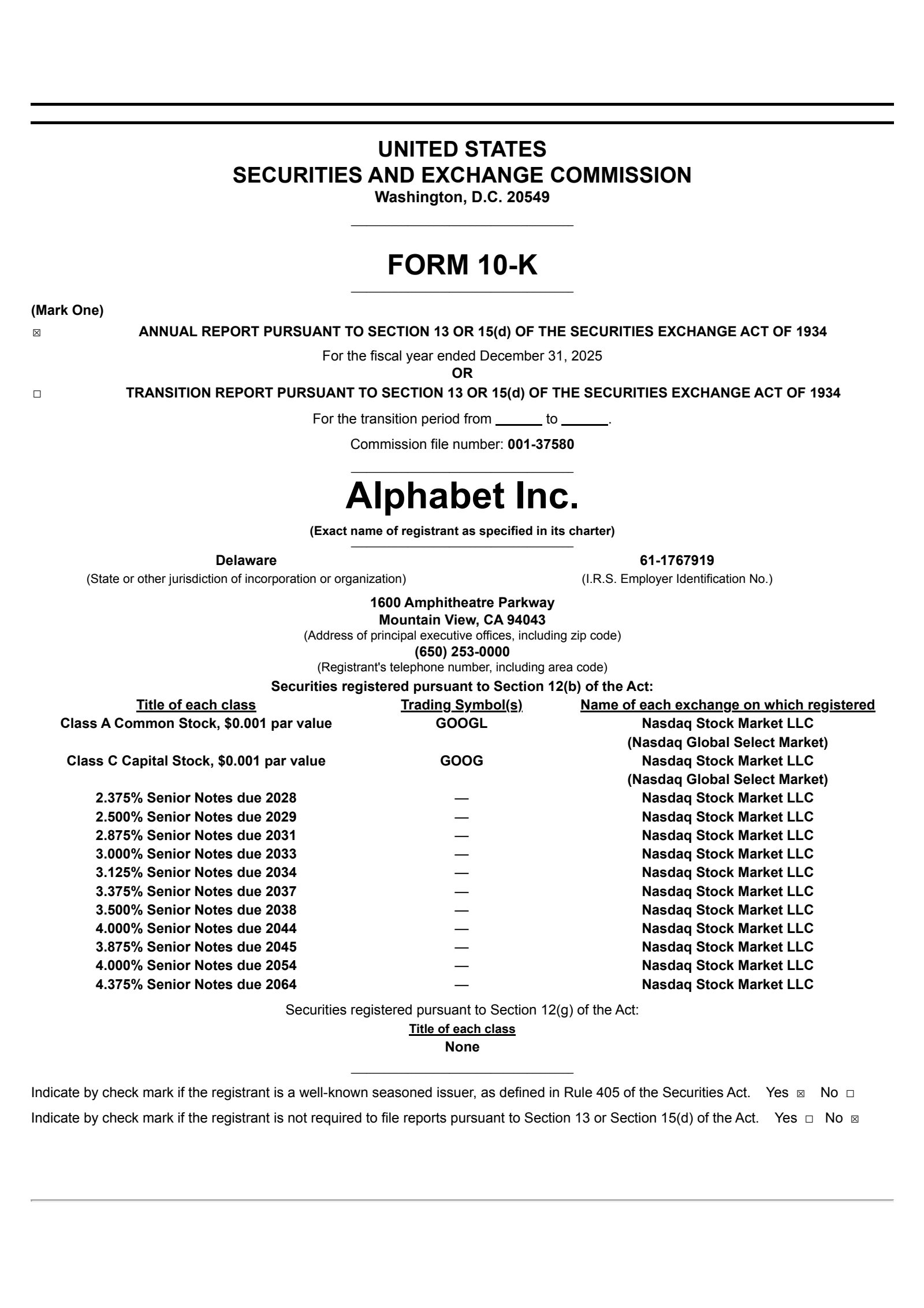 Alphabet's Q4 2025 Annual report