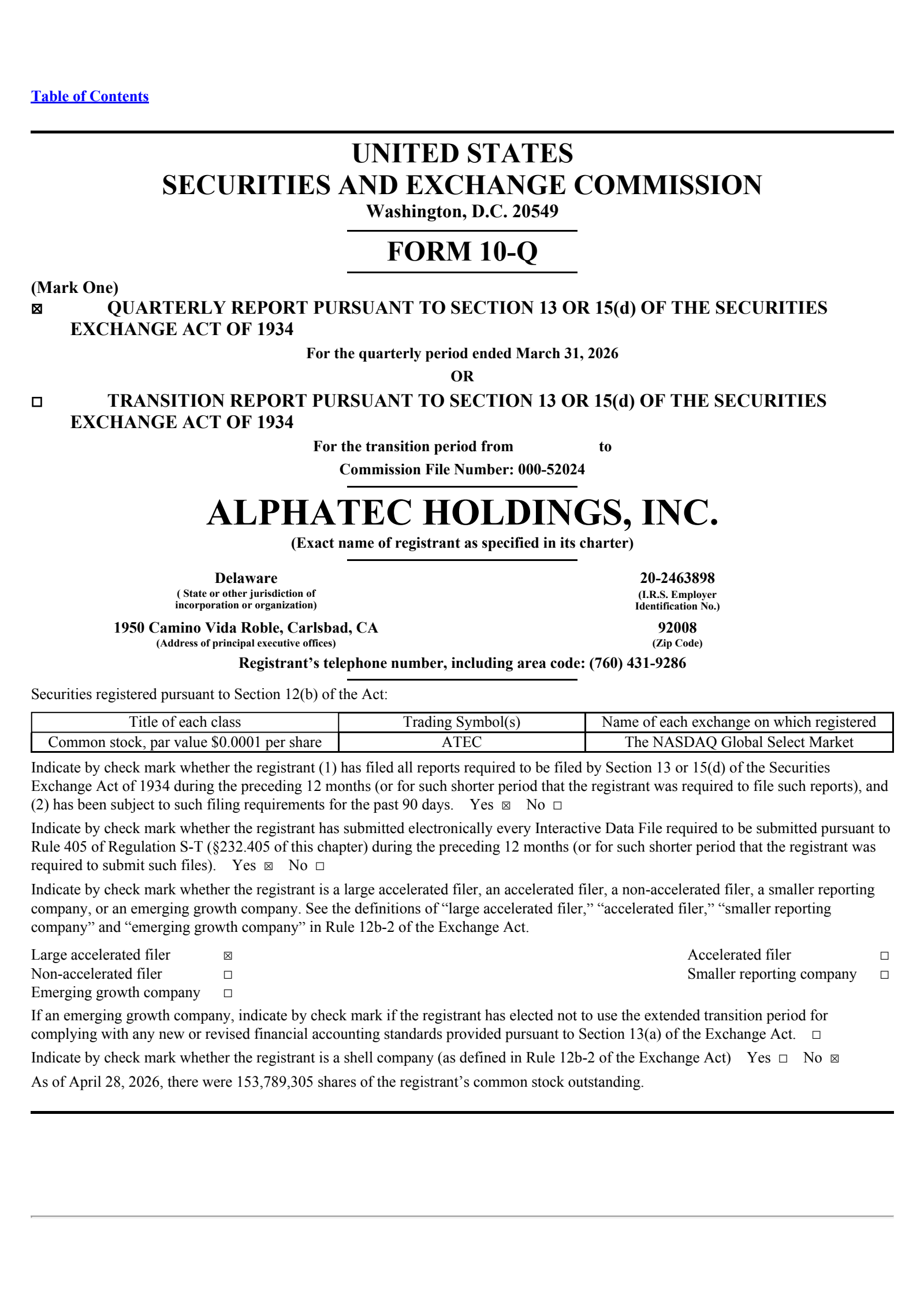 Alphatec's Q1 2026 Quarterly report