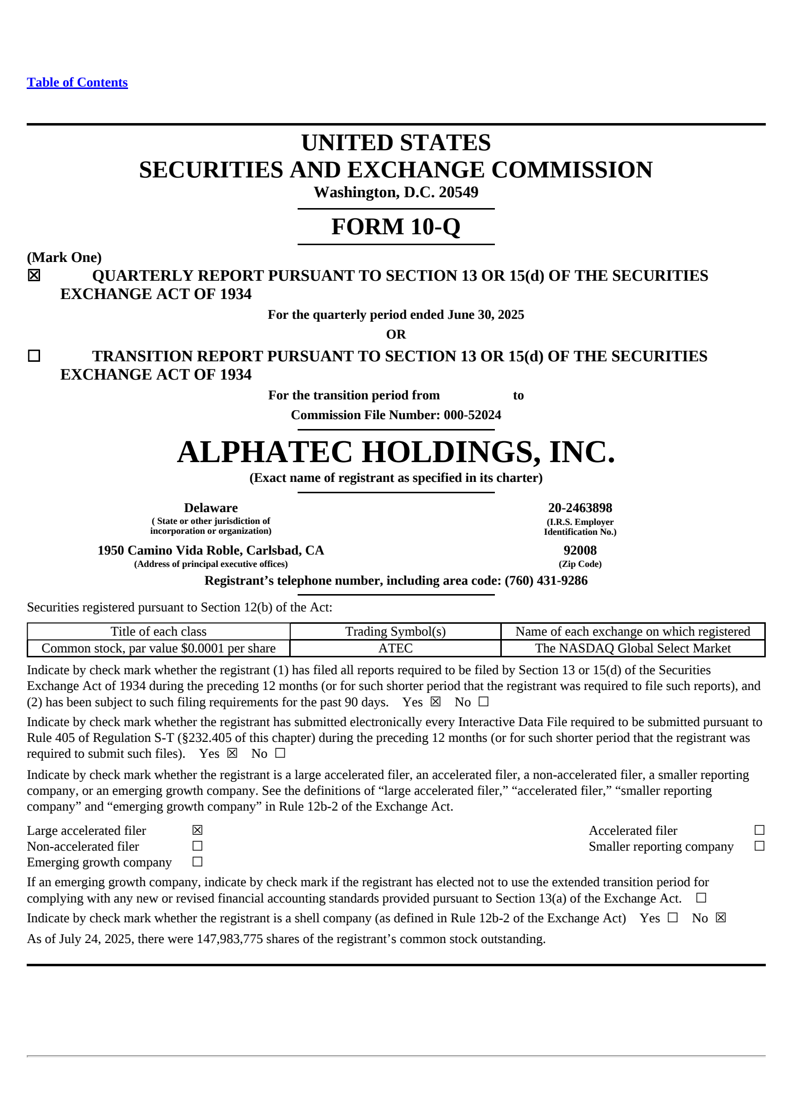 Alphatec's Q2 2025 Quarterly report