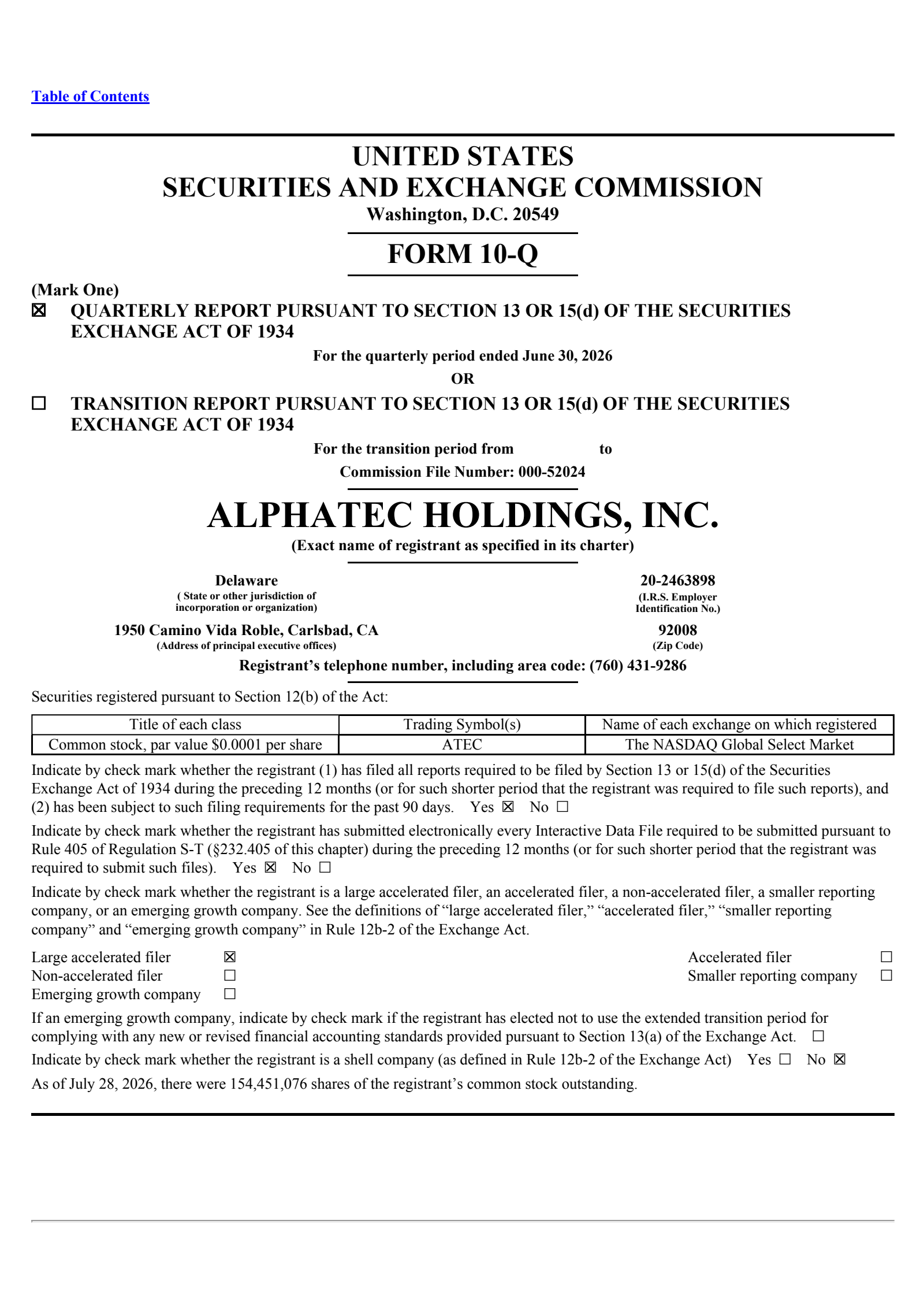 Alphatec's Q2 2026 Quarterly report
