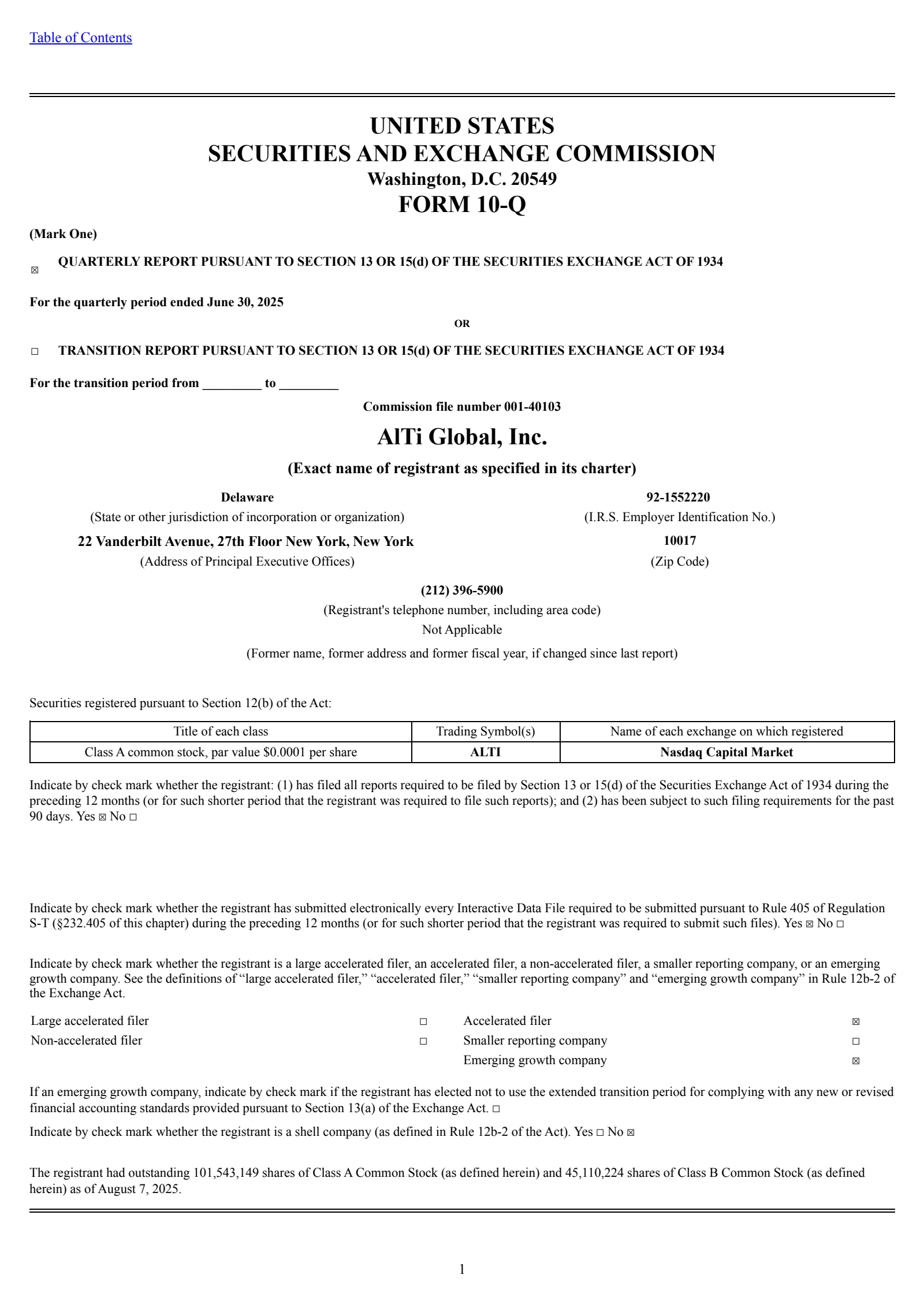 AlTi Global's Q2 2025 Quarterly report