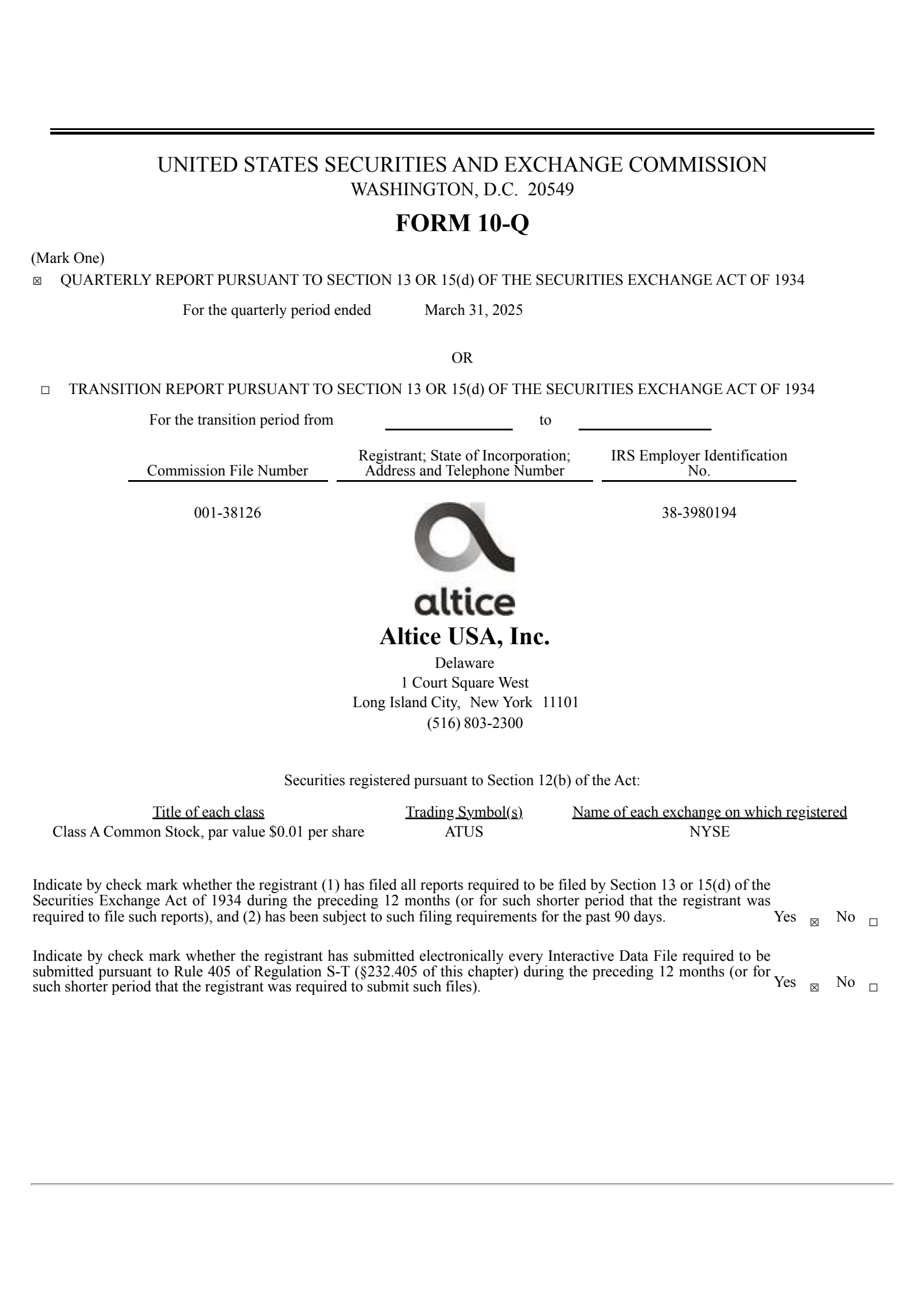 Optimum Communications' Q1 2025 Quarterly report