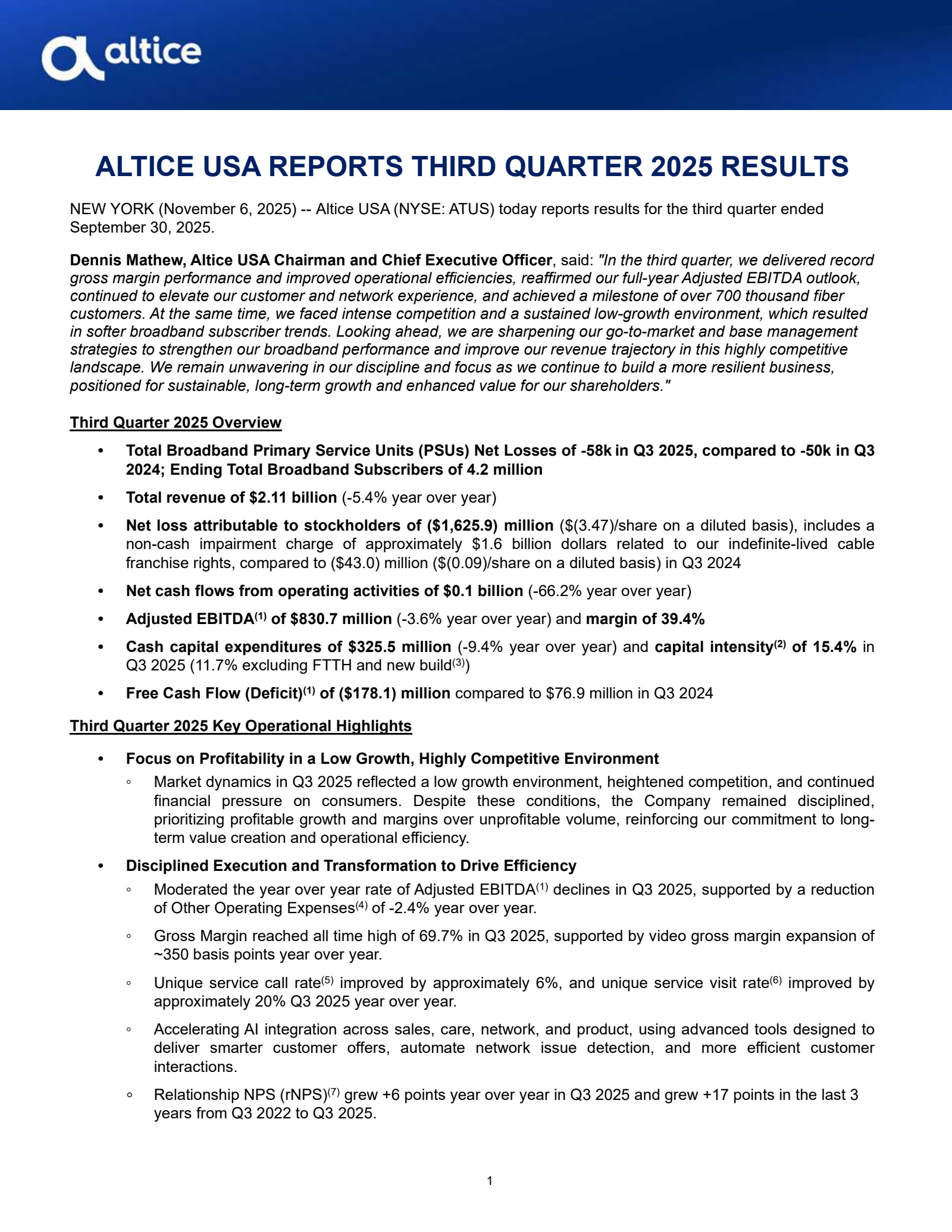 Optimum Communications' Q3 2025 Earnings Release