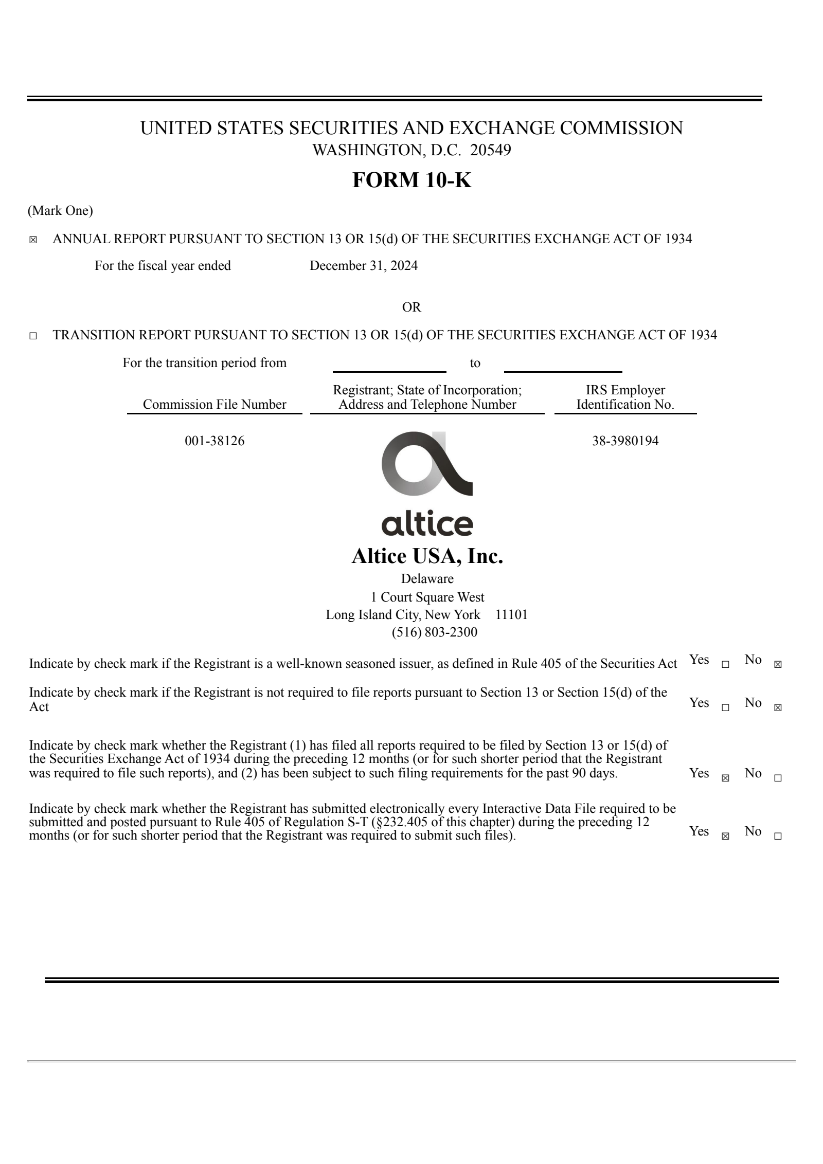 Optimum Communications' Q4 2024 Annual report