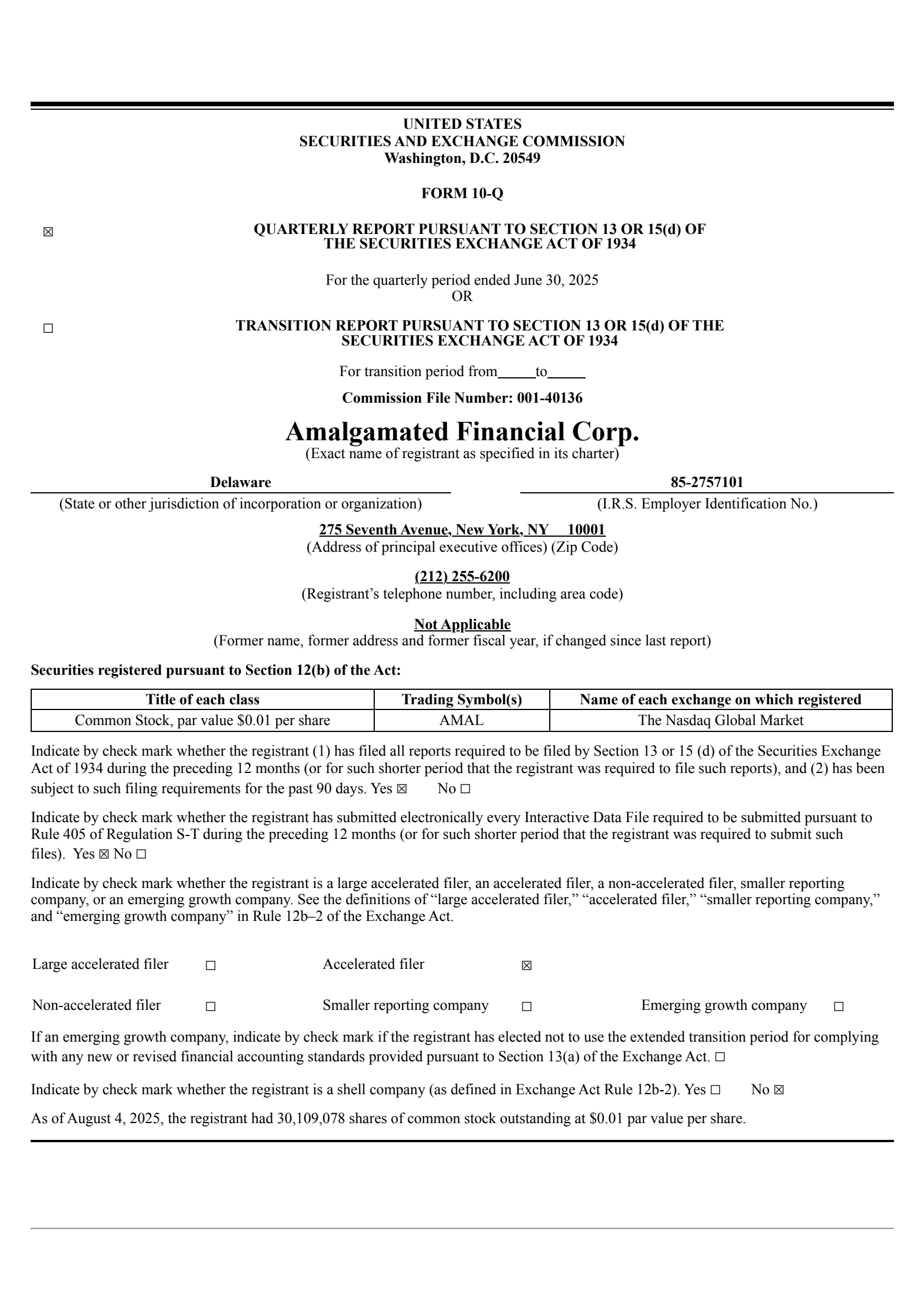 Amalgamated Financial's Q2 2025 Quarterly report