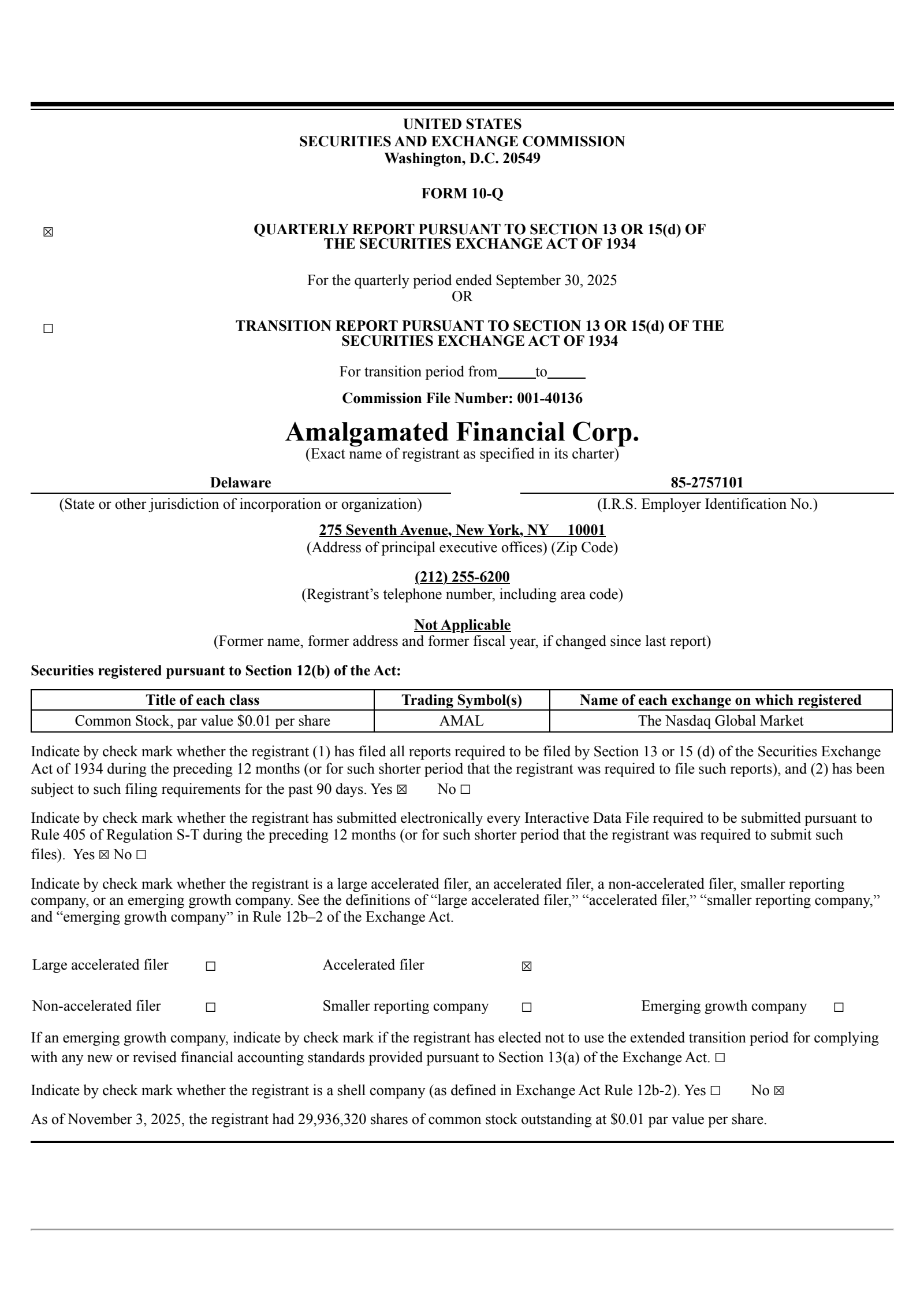Amalgamated Financial's Q3 2025 Quarterly Report