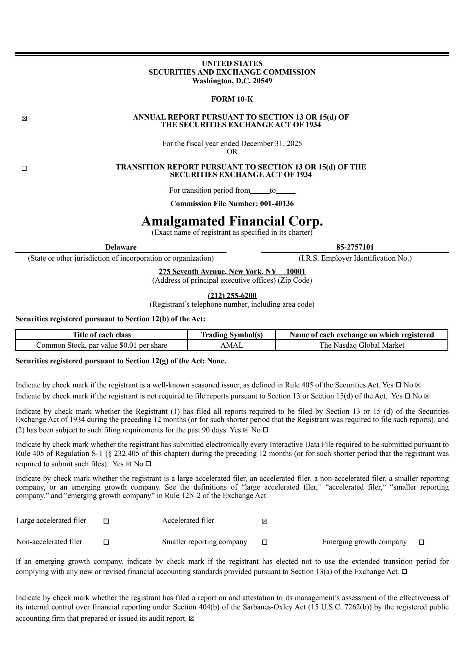 Amalgamated Financial's Q4 2025 Annual report