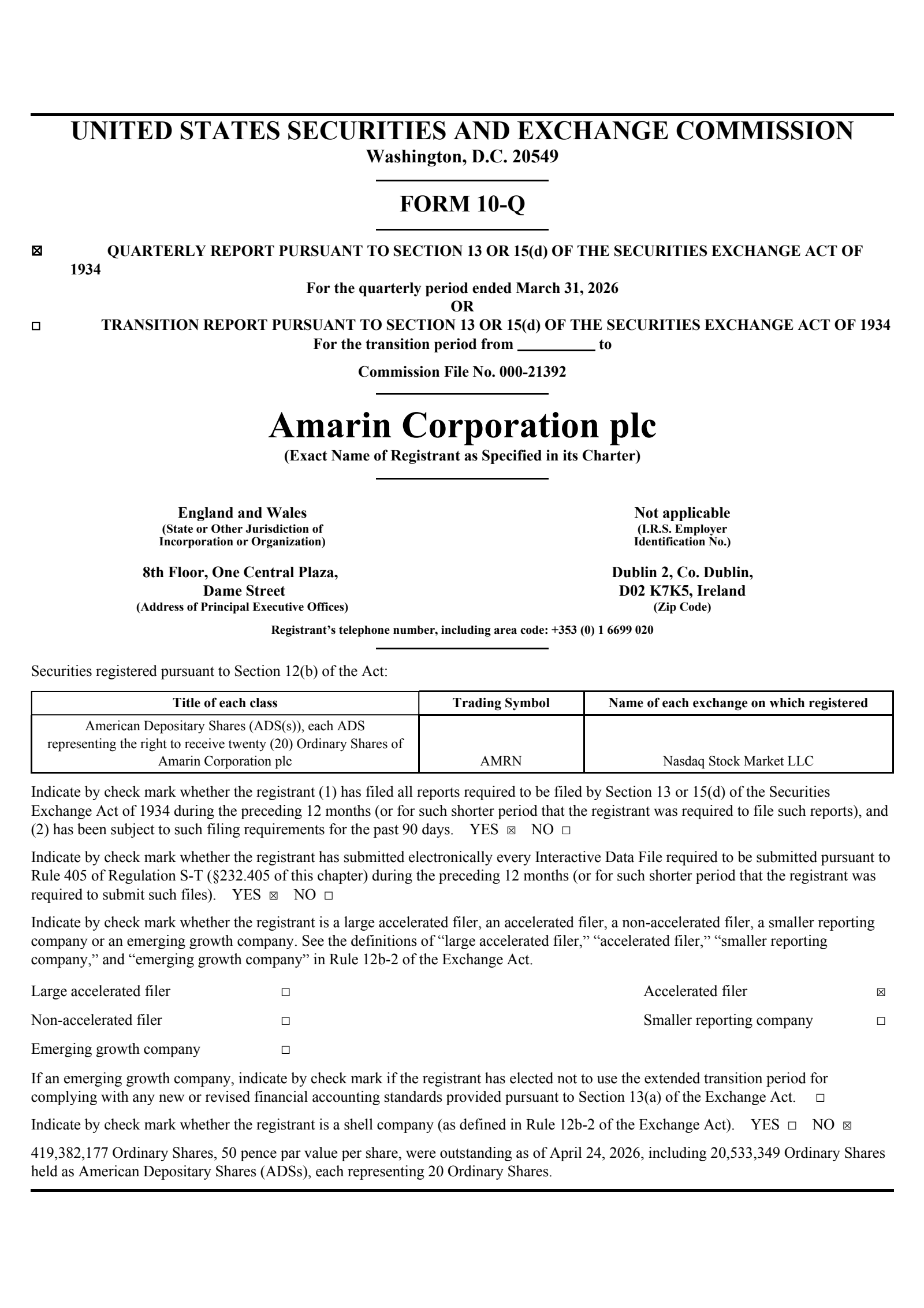 Amarin's Q1 2026 Quarterly report