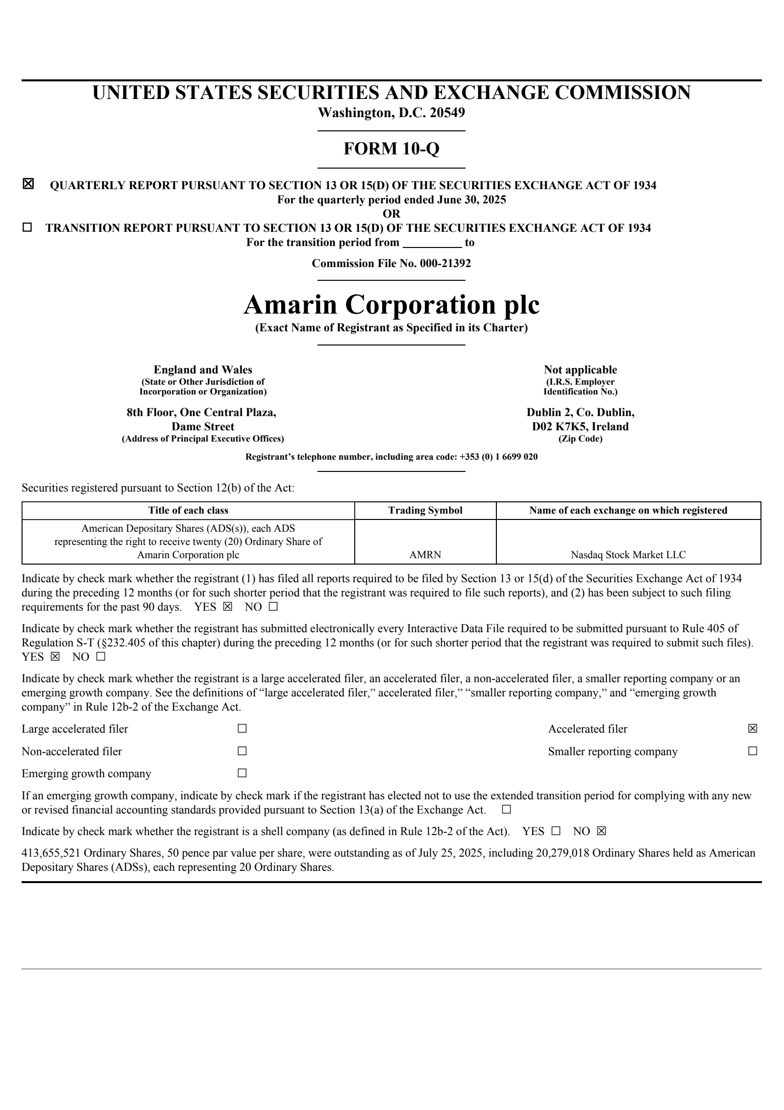 Amarin's Q2 2025 Quarterly Report