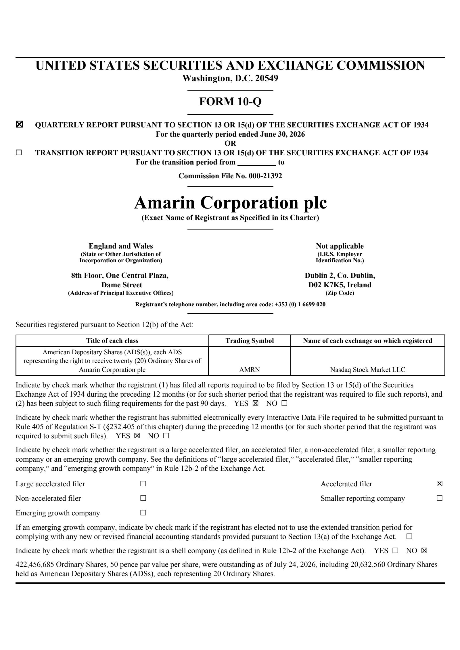 Amarin's Q2 2026 Quarterly report