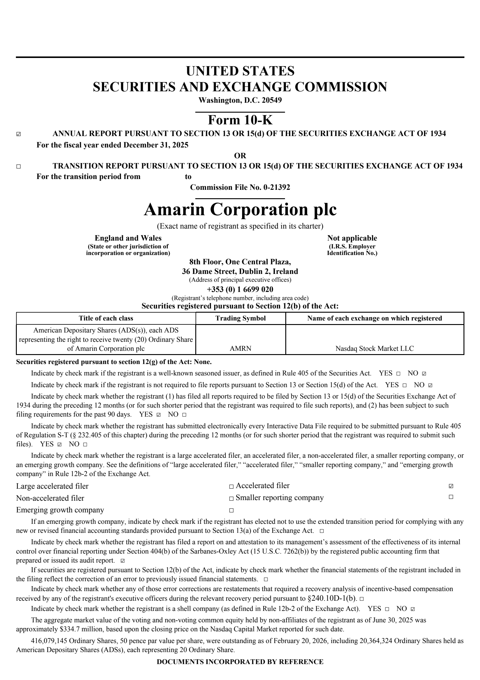 Amarin's Q4 2025 Annual report