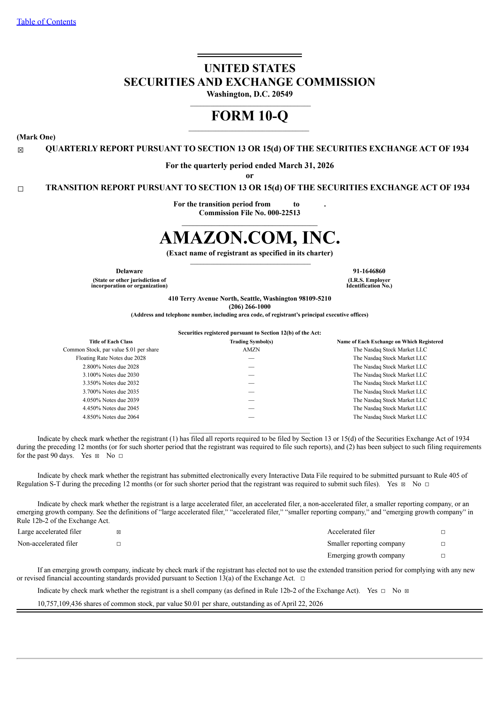 Amazon.com's Q1 2026 Quarterly report