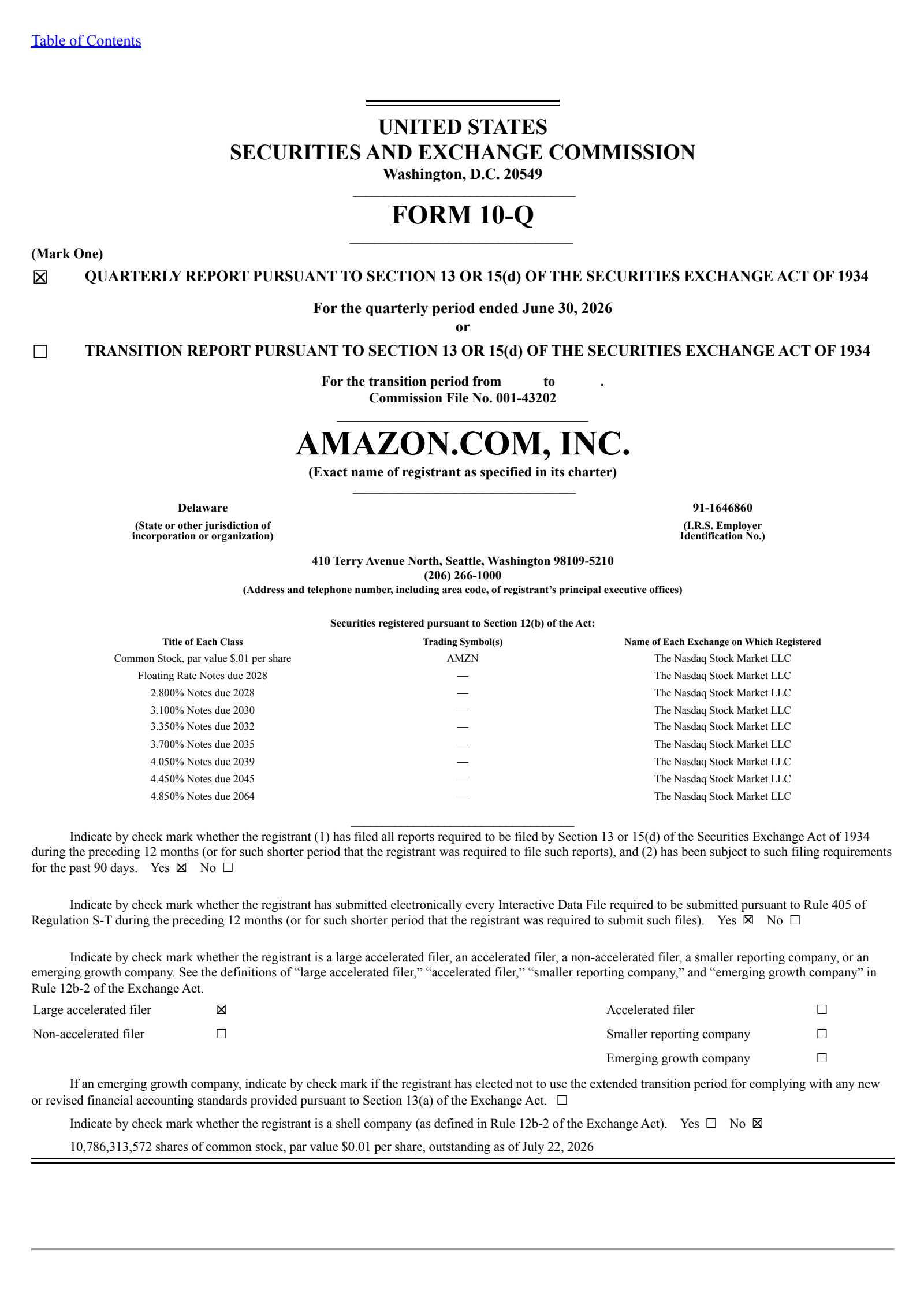 Amazon.com's Q2 2026 Quarterly report