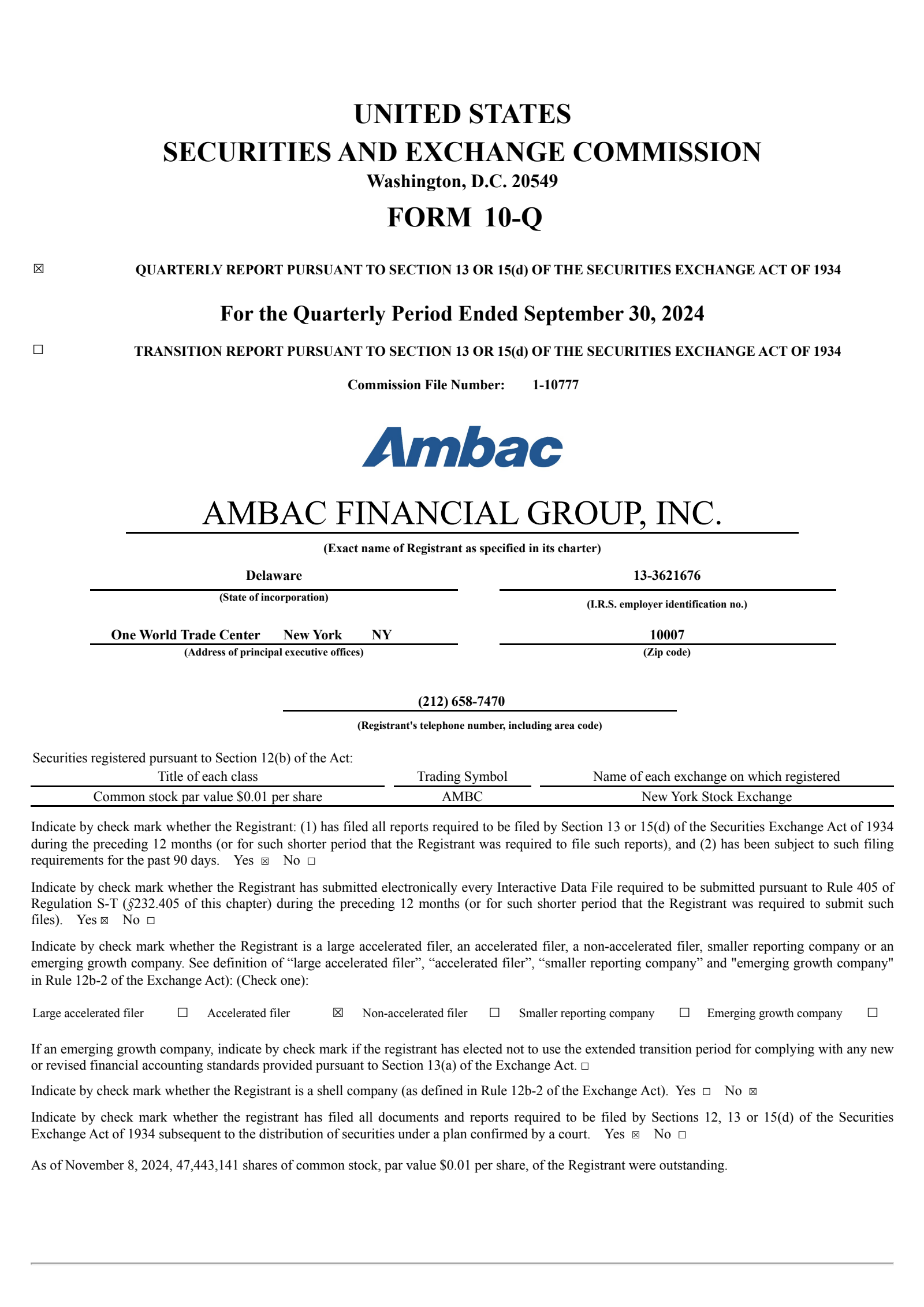 Ambac Financial Group's Q3 2024 Quarterly report