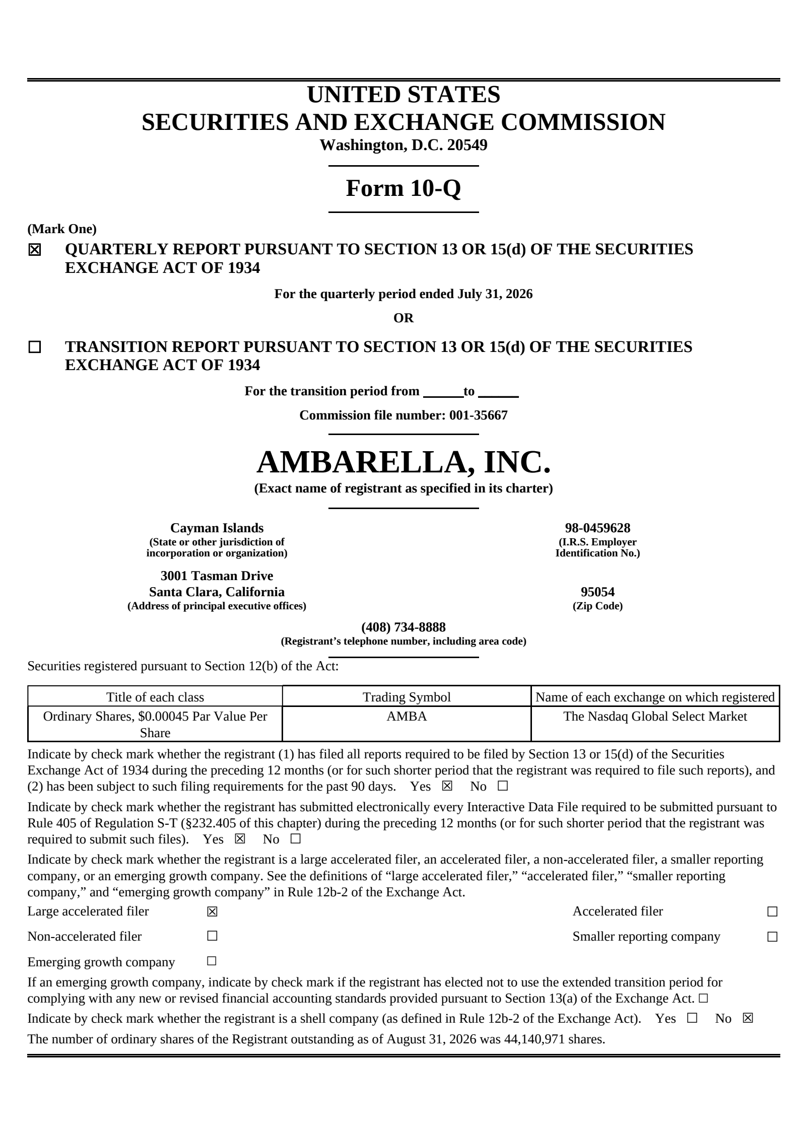 Ambarella's Q2 2027 Quarterly report