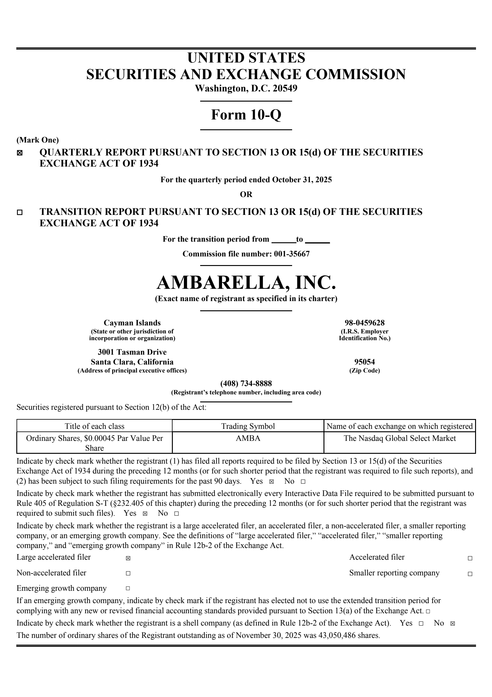 Ambarella's Q3 2026 Quarterly Report