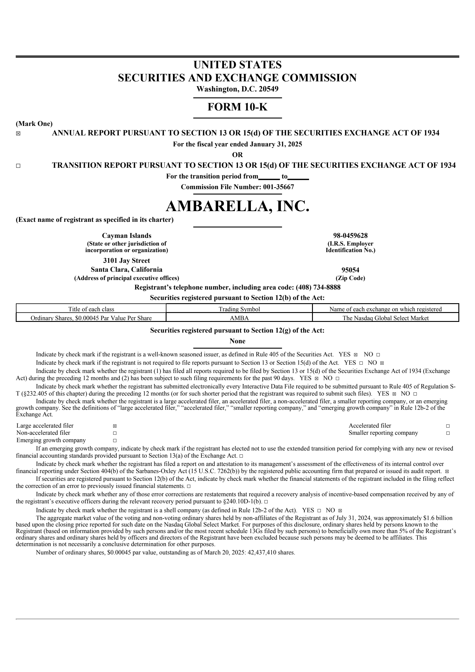 Ambarella's Q4 2025 Annual report